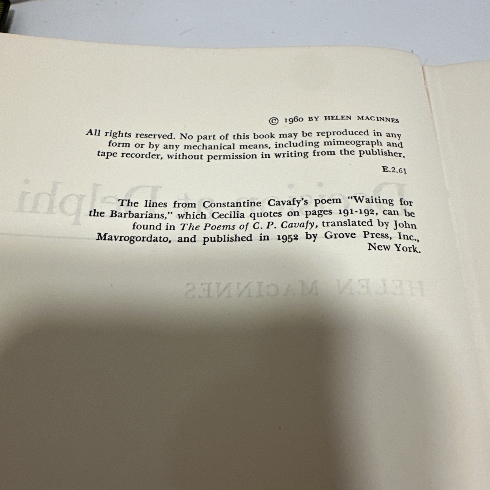 Decision At Delphi: 1960 Harcourt, Brace And Company Hardcover by Helen MacInnes