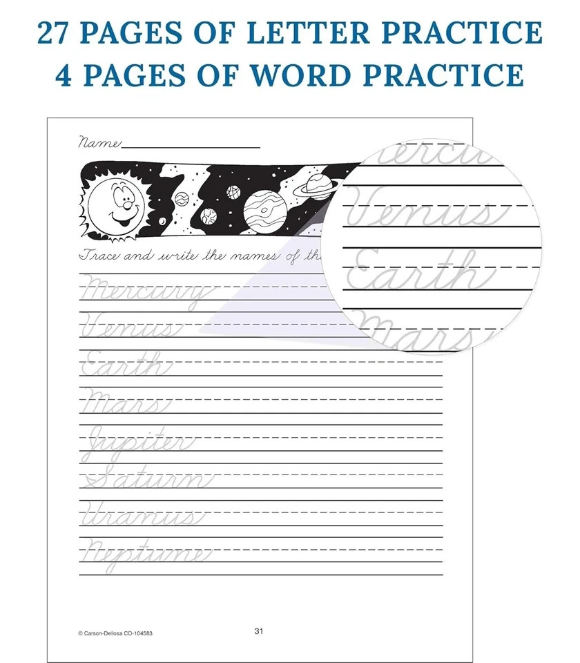 Beginning Traditional Cursive Handwriting Workbook for Kids Handwriting Pract…