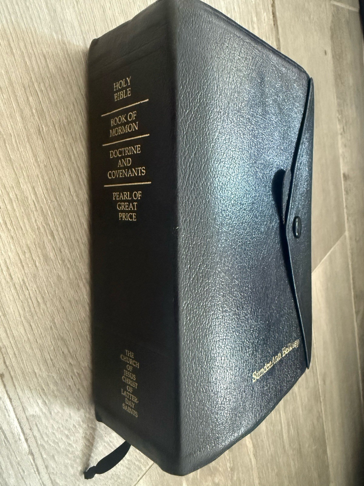 🌟 LDS Mini QUAD Black Simulated Leather 4×6 Pocket Scriptures Snap Cover 2013