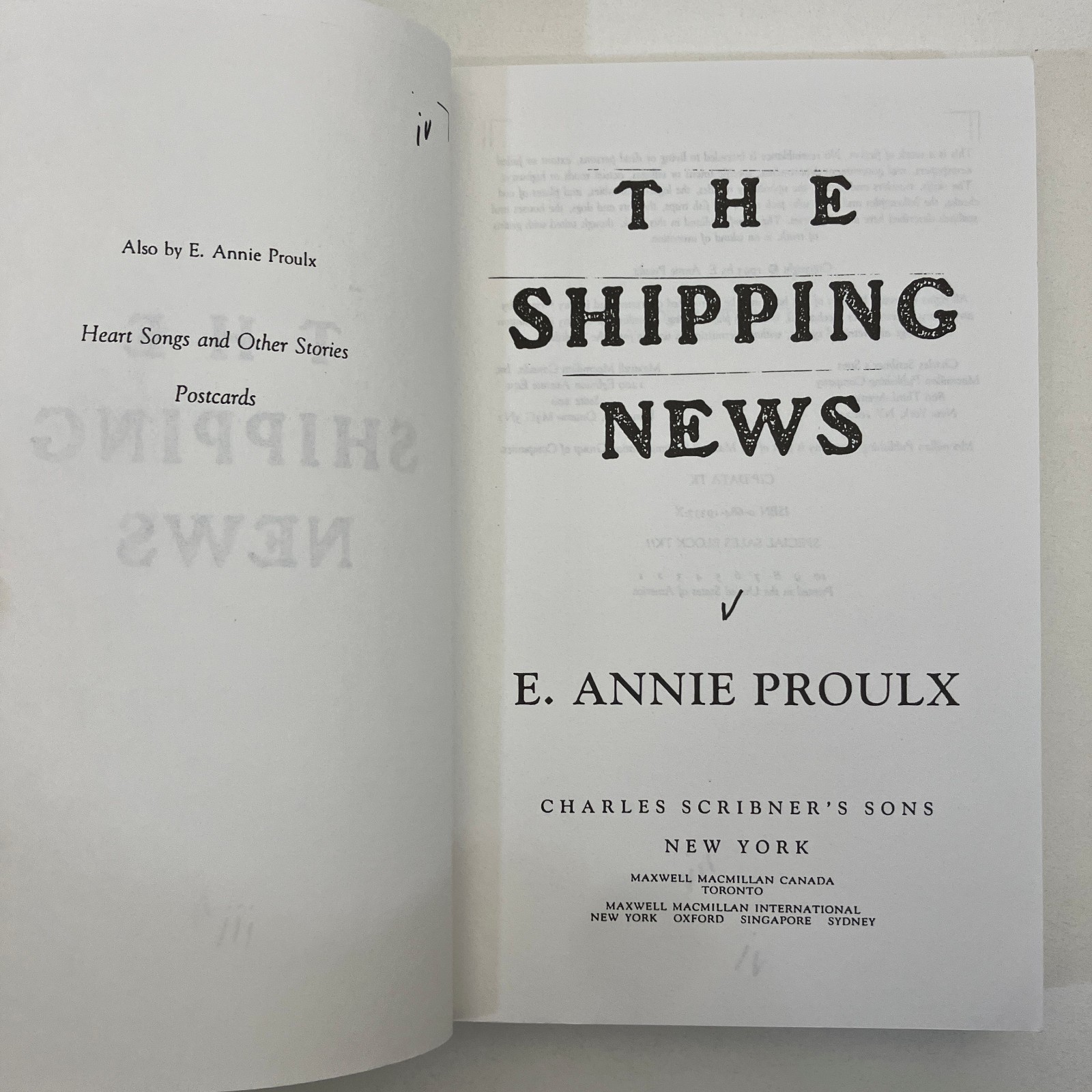 The Shipping News E Annie Proulx Uncorrected Advance Proof 1993 TPB Scribner’s