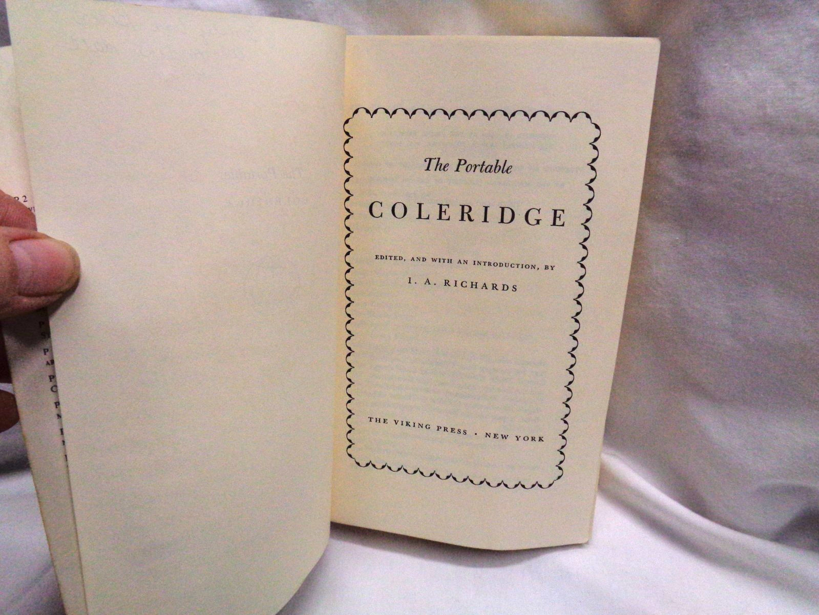 The Portable COLERIDGE ~ I. A. Richards ~ The Viking Press 10th Printing 1972 PB
