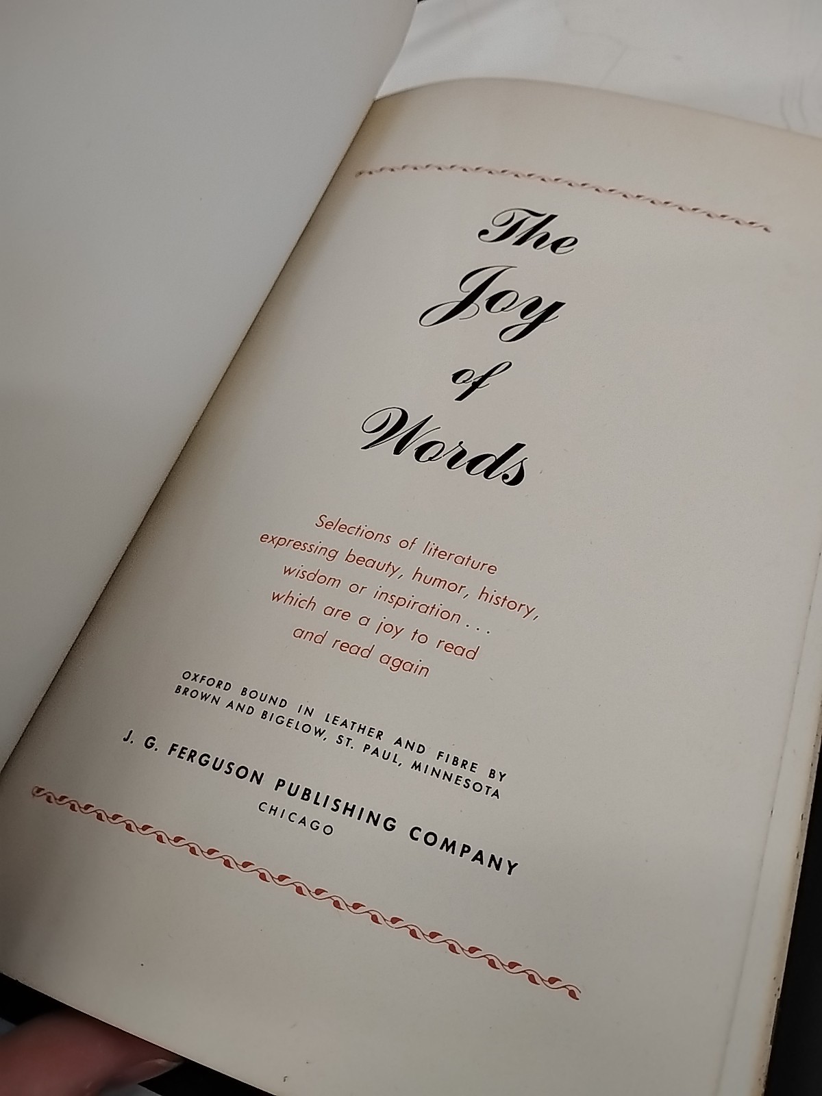 The Joy Of Words Selections of Literature, Leatherette 1960 Ferguson Publishing