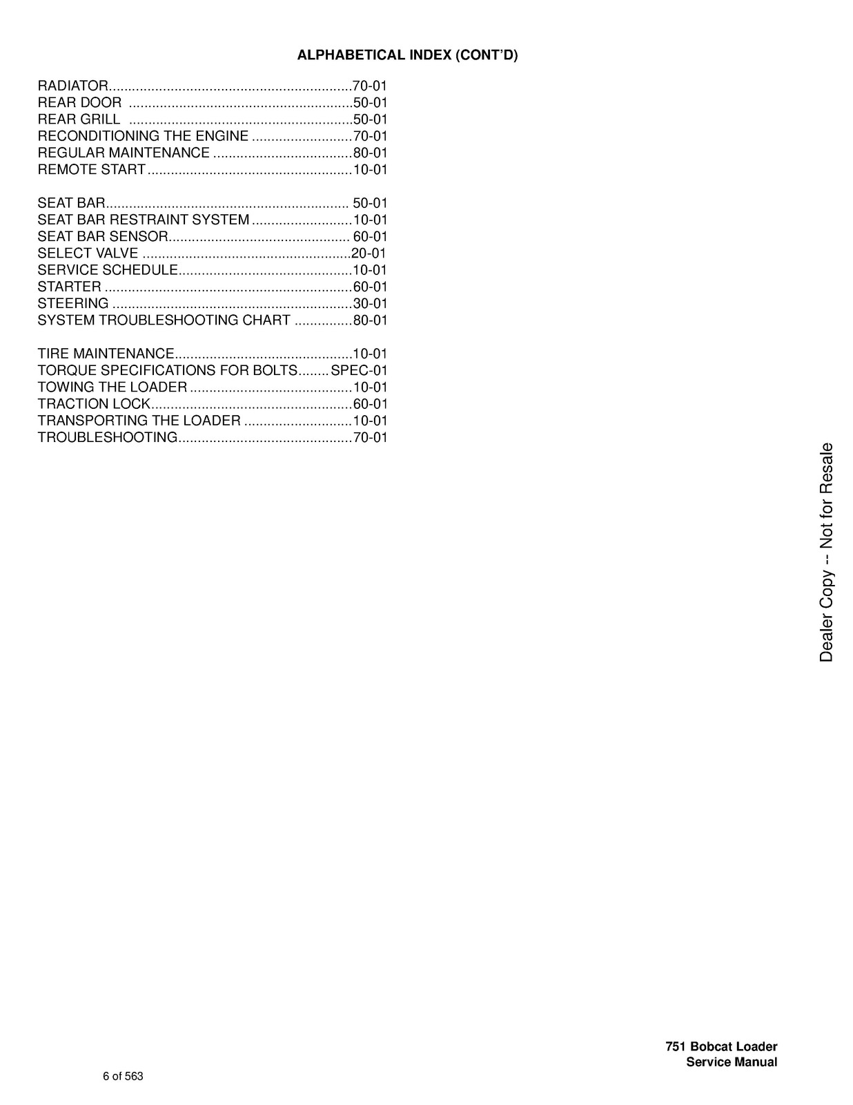 BOBCAT 751 Service Manual 2006 SN 515620001 Up – BOUND – COVERS – XL FOLDOUTS
