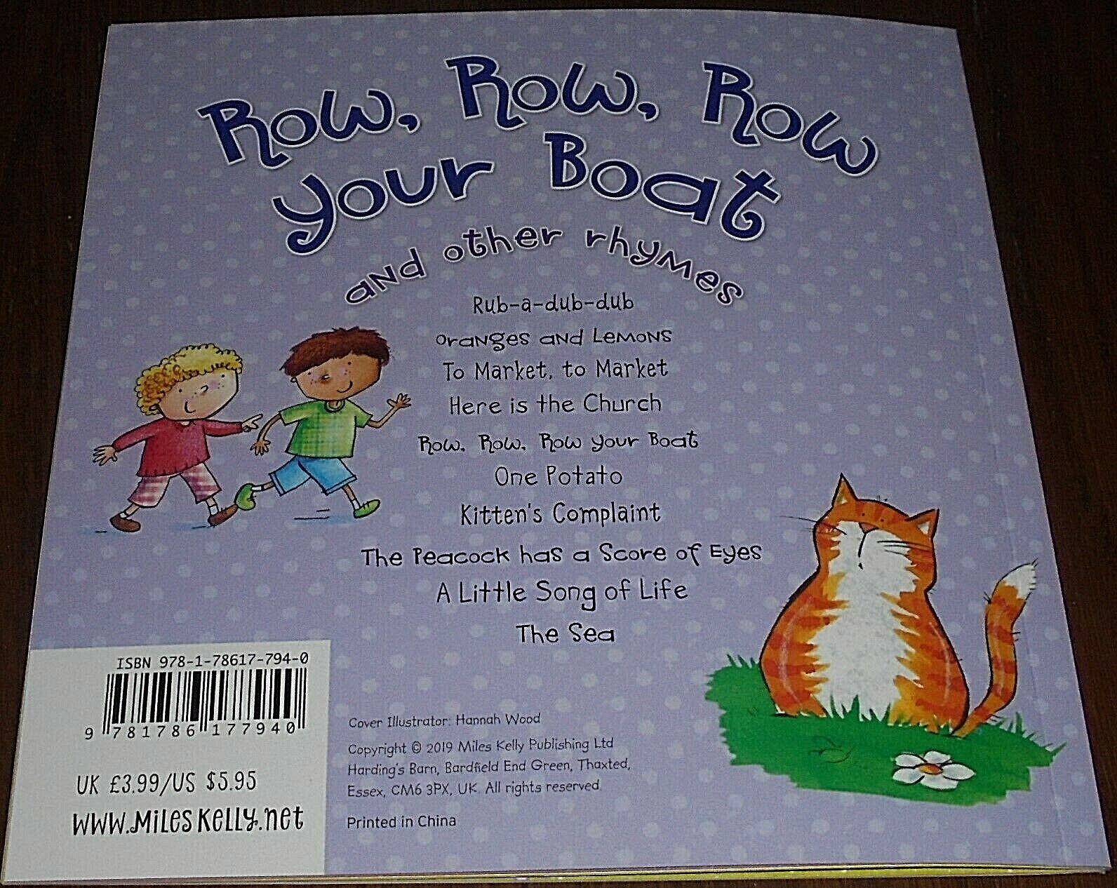 ROW, ROW, ROW YOUR BOAT AND OTHER RHYMES BOOK (17cm X 17cm) 2019 BRAND NEW