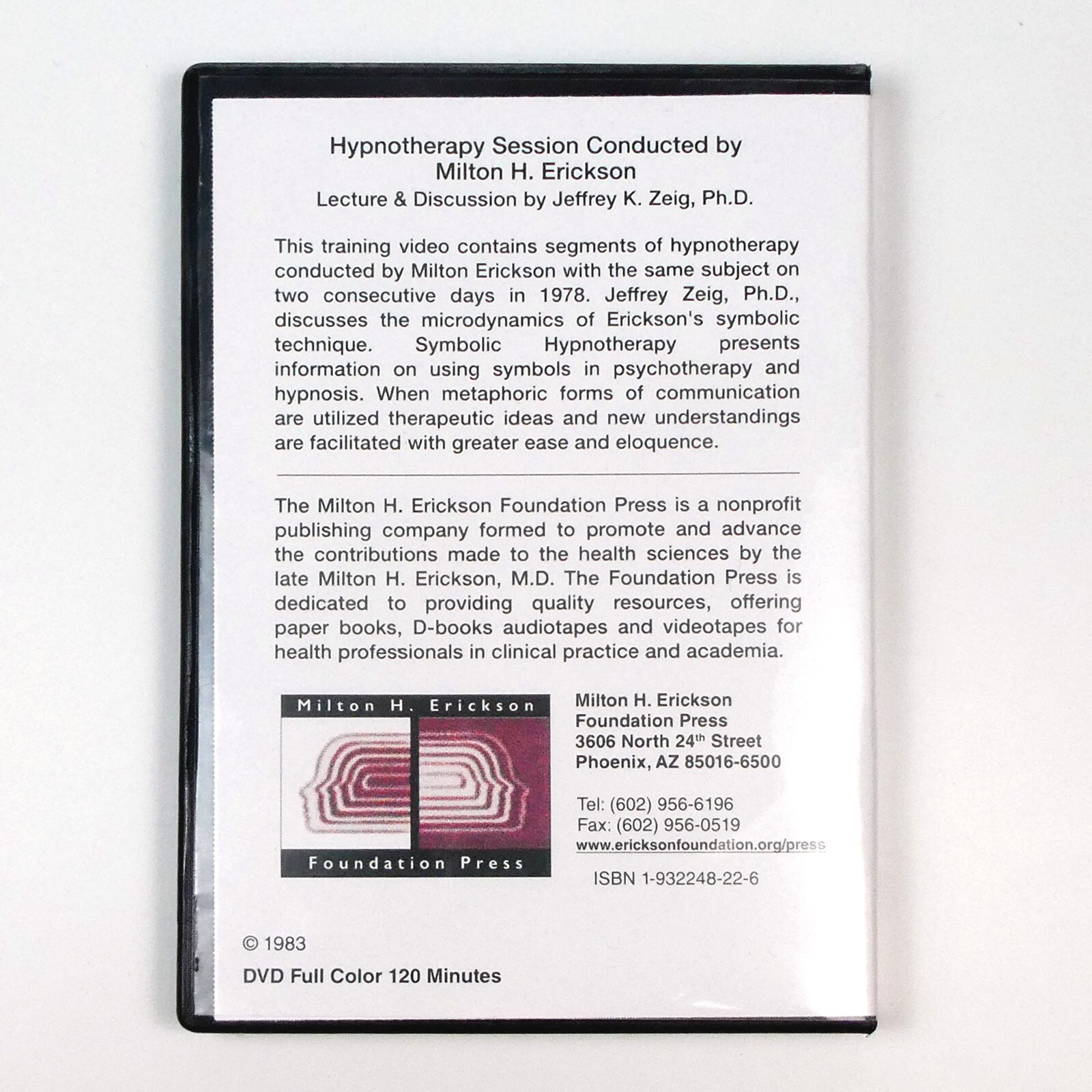SYMBOLIC HYPNOTHERAPY DVD Milton H. Erickson MD Conversational Hypnosis Session