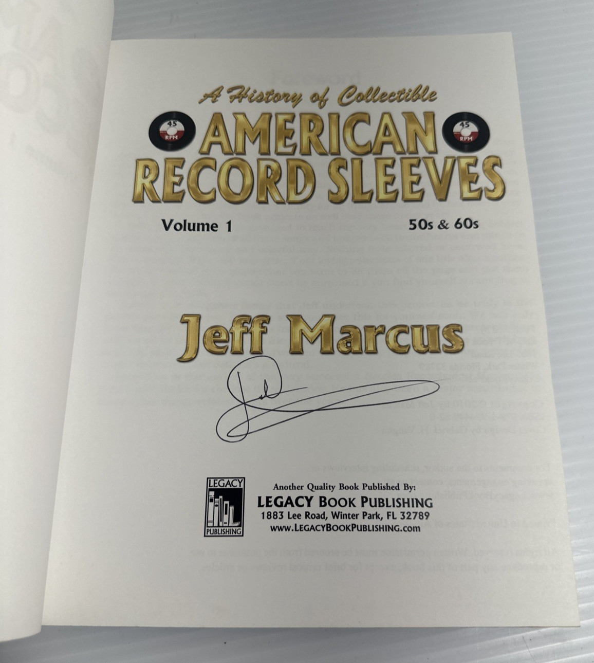SIGNED History Of Collectible American Record Sleeves Vol 1 50s 60s Jeff Marcus