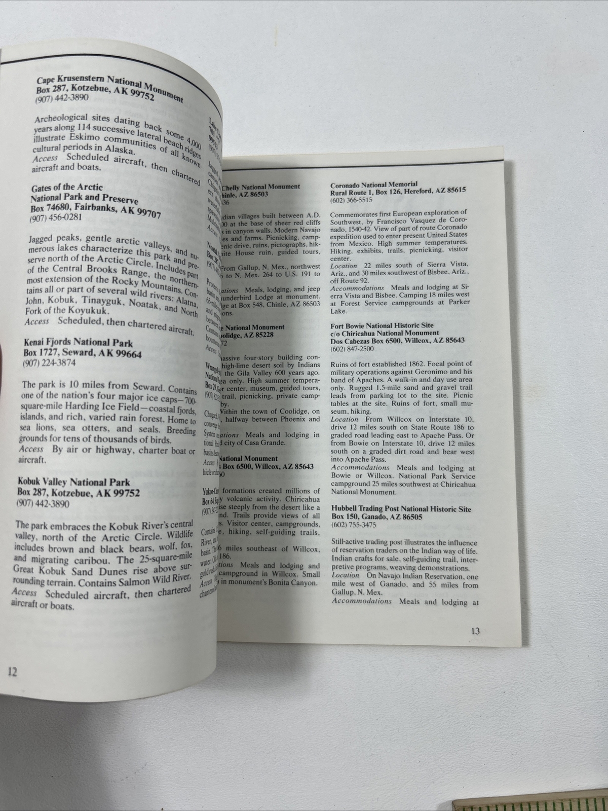 National Parks : Lesser Known Areas – Office Of Public Affairs (Pamphlet, 1985)