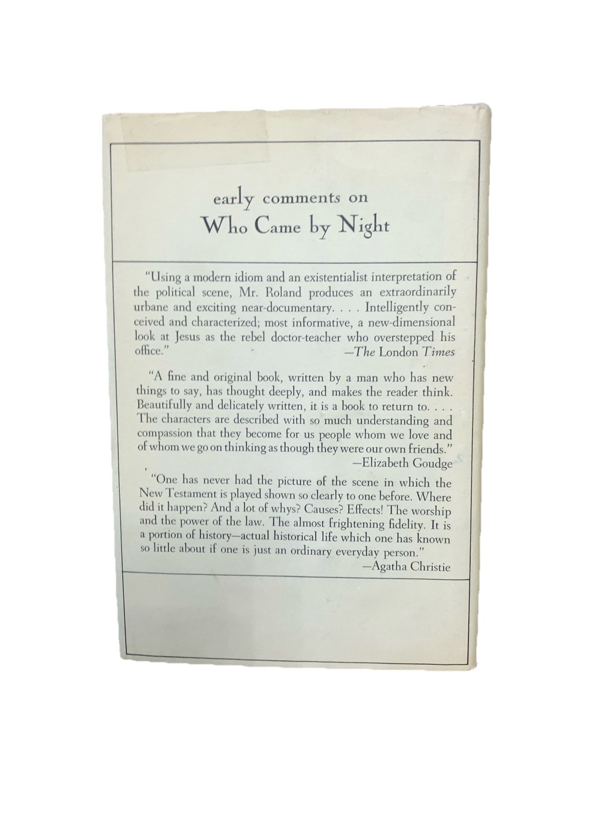 WHO CAME BY NIGHT By Nicholas Roland – Hardcover *Excellent Condition* DJ Book