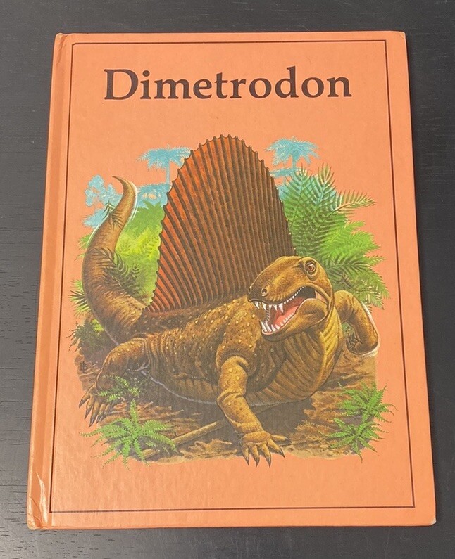Vintage Rourke Dinosaur Library Books Orange Pink Lavender Decorative Bookshelf