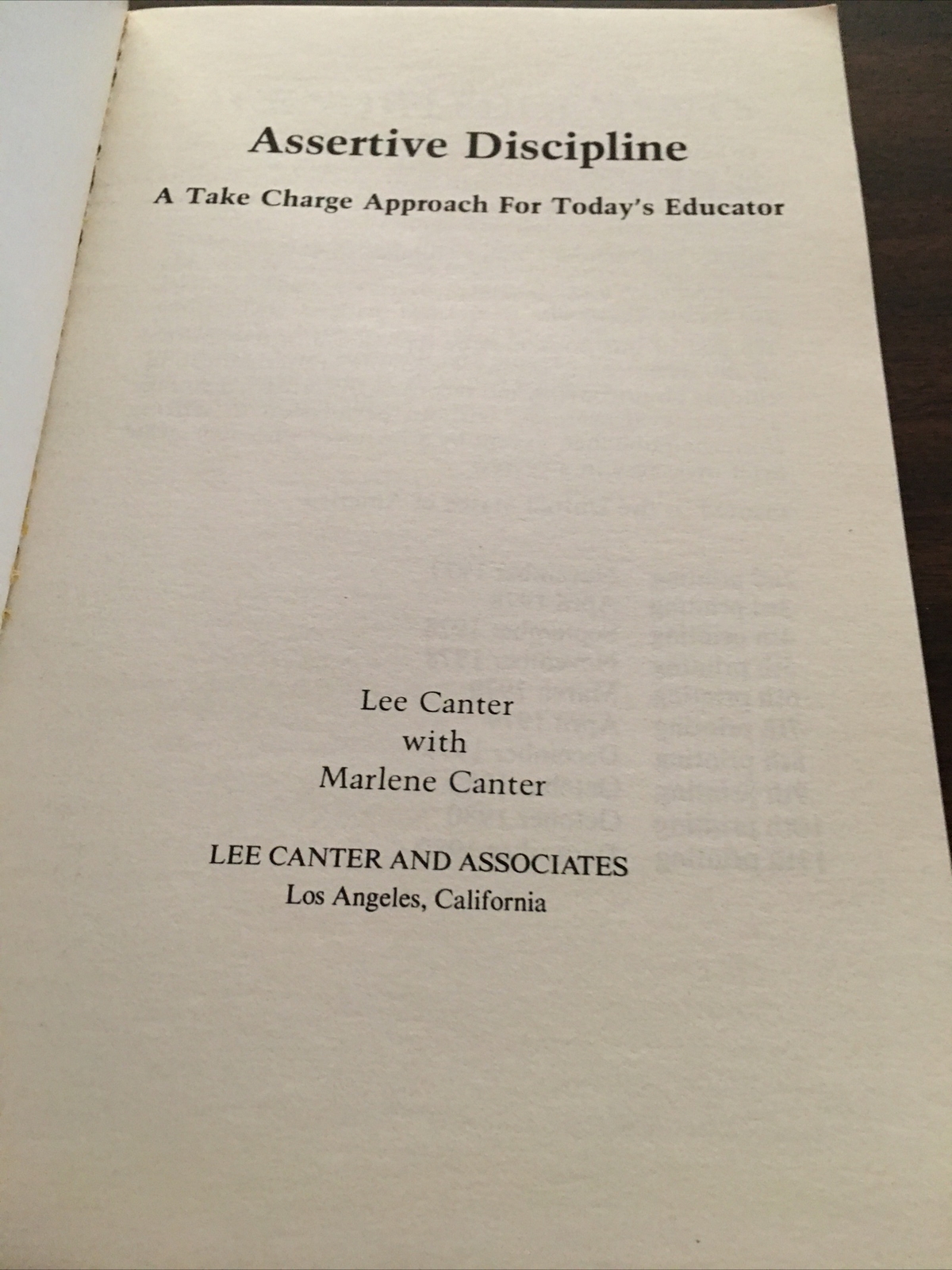 Assertive Discipline Lee Canter Ppbk