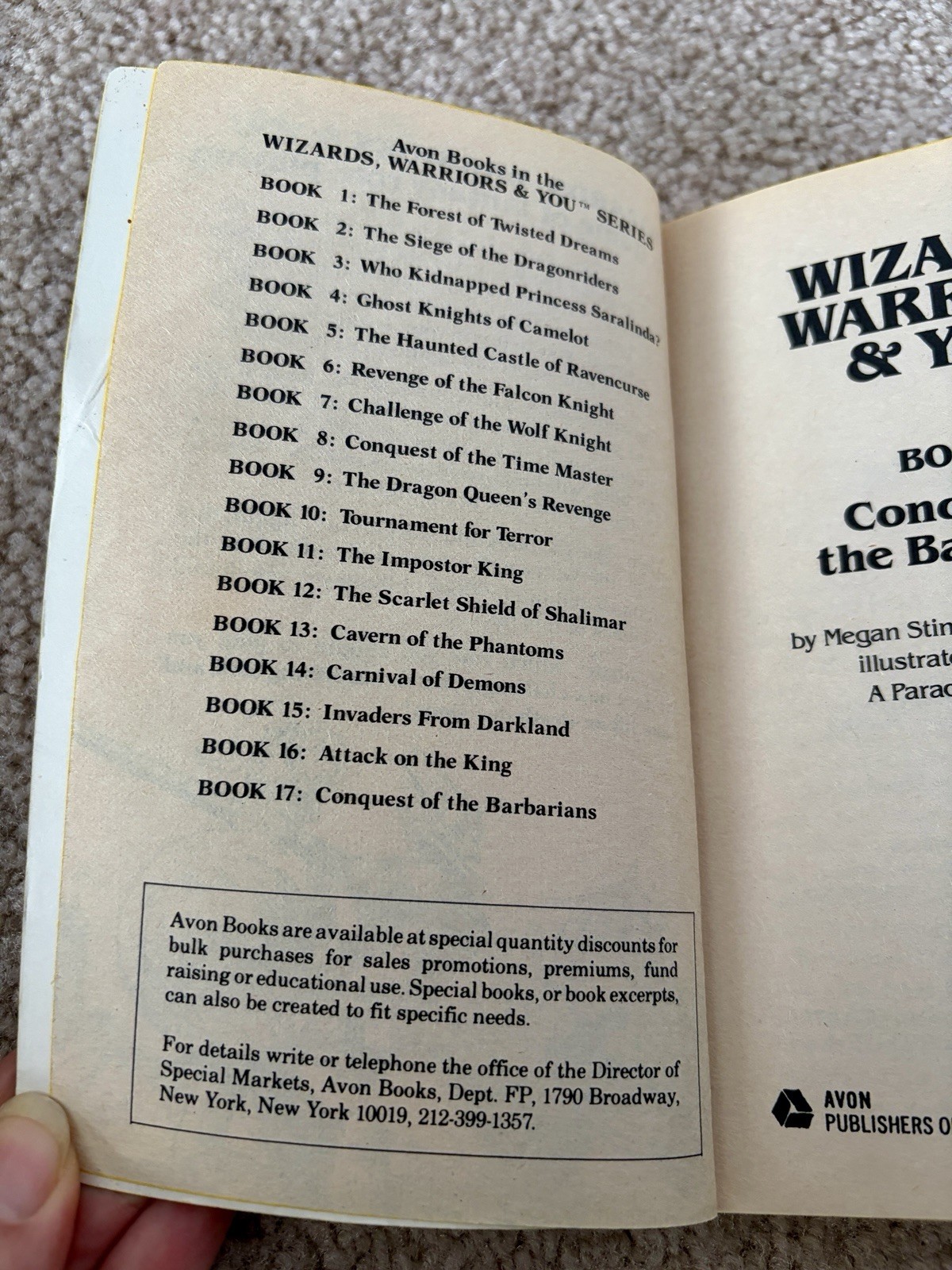 Wizards Warriors & You Book #17 Conquest Of The Barbarians Roleplaying Avon