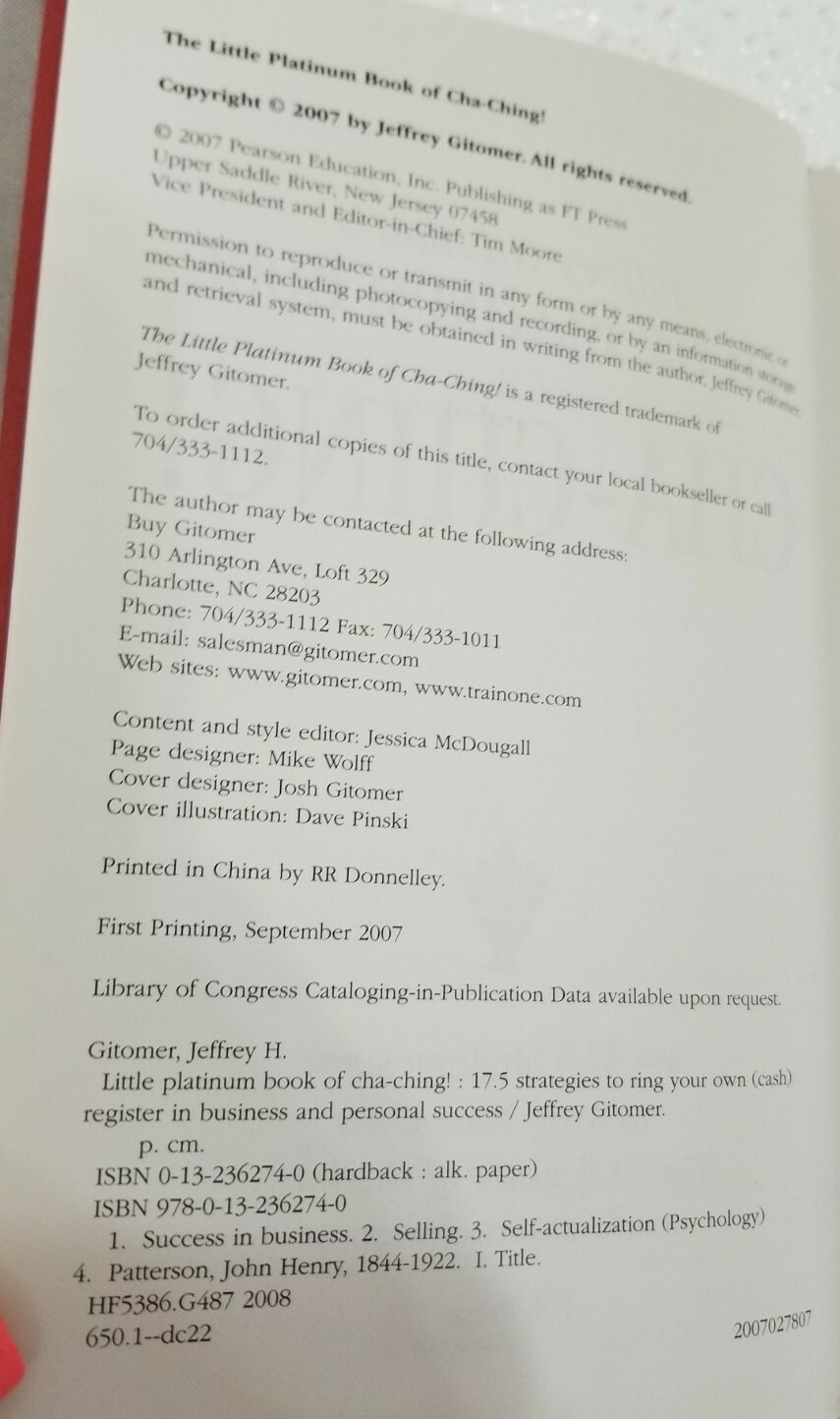 Jeffrey Gitomer’s Little Platinum Book of Cha-Ching Strategies Business Sales