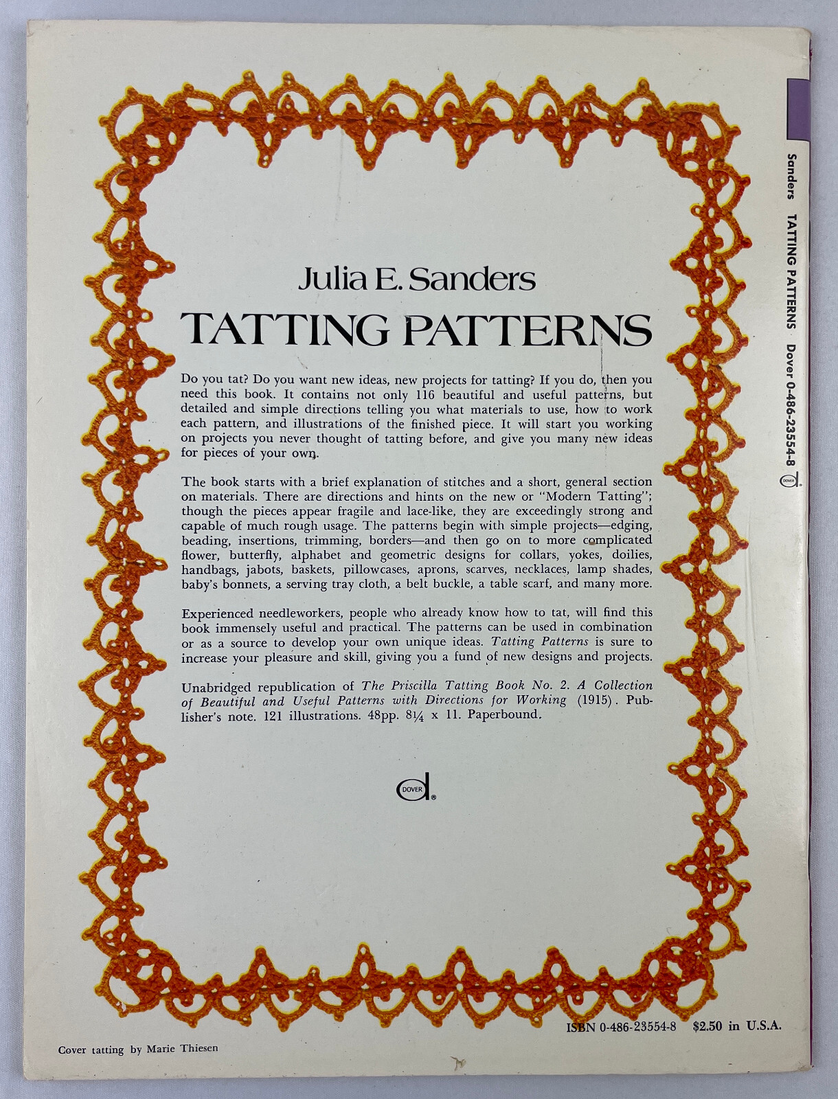 Tatting Patterns, Julia E. Sanders, 1977, Reprint of 1915 Craft Classic, PBK