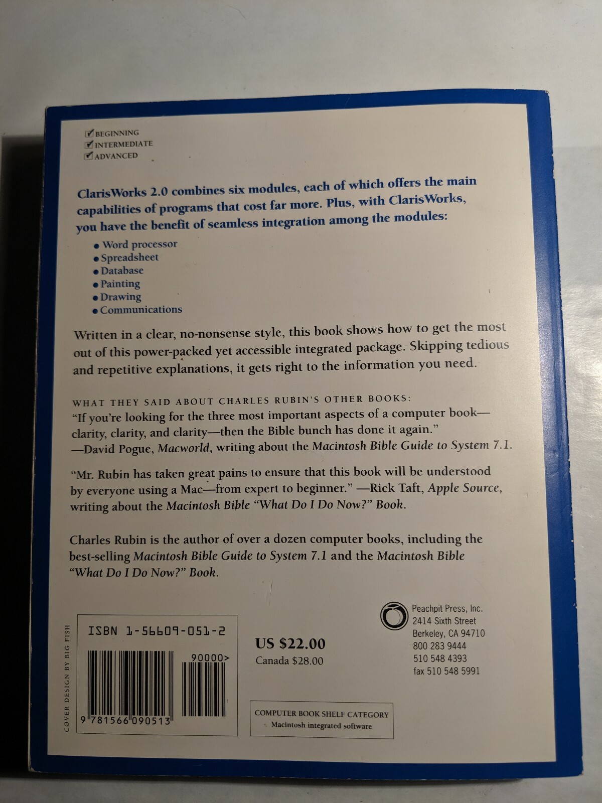 The Macintosh Bible Guide To ClarisWorks 2.0 by Charles Rubin Peachpit Press