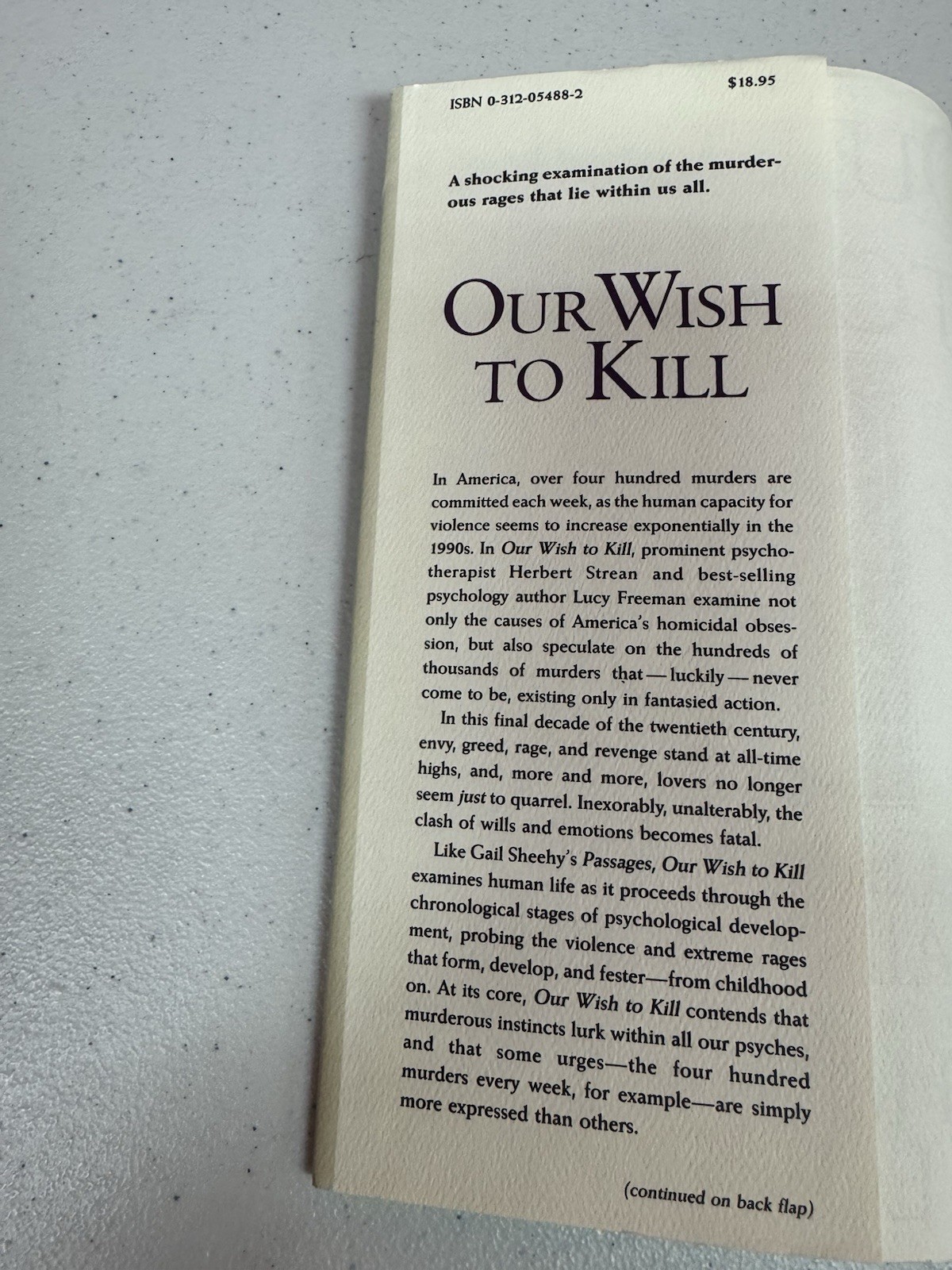 Our Wish to Kill HC Strean Freeman Psychology True Crime Violence Study