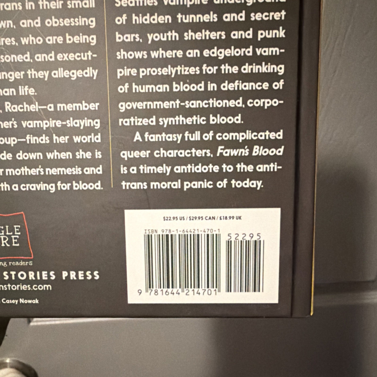 Fawn’s Blood by Hal Schrieve Hardcover Seven Stories Press LGBT Vampire YA