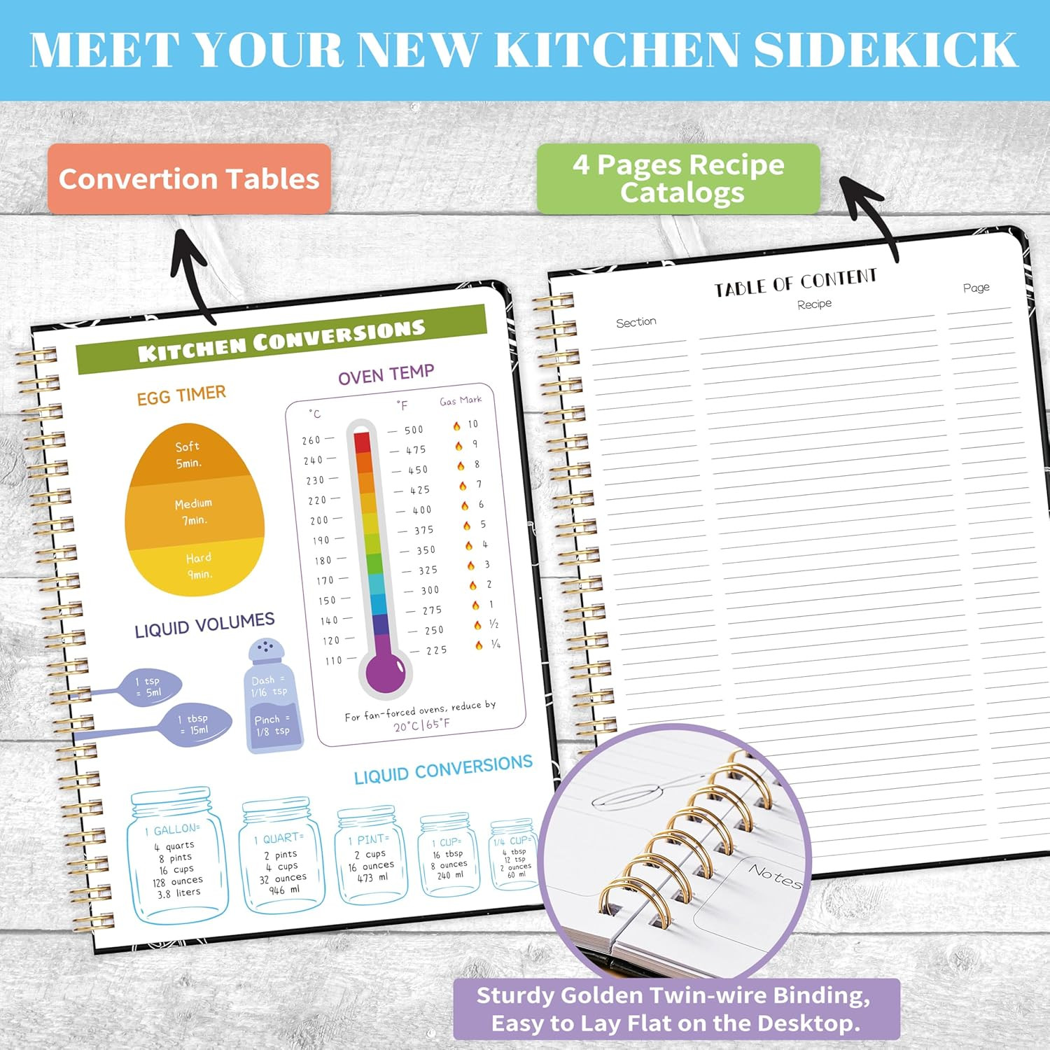 Elegant Recipe Book for 100+ Cherished Meals, Spacious 8.5 x 11 Notebook to Writ