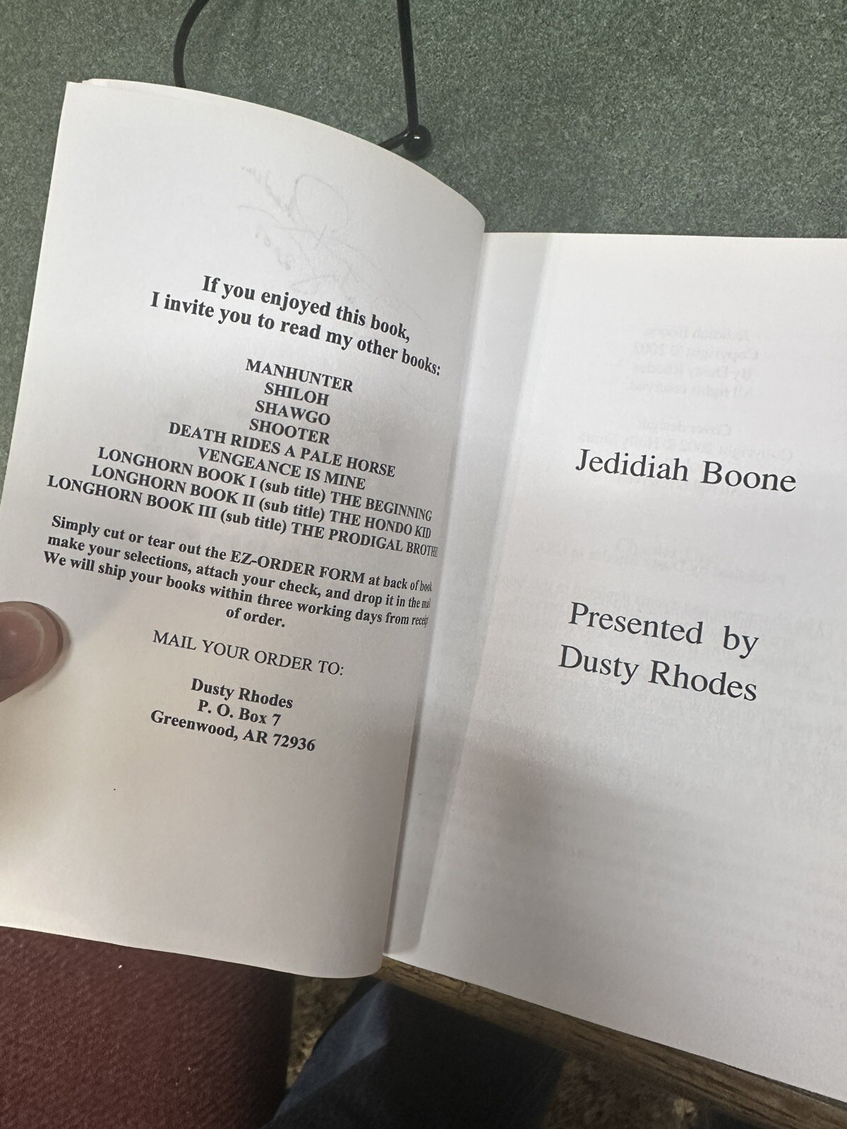Jedidiah Boone – By Dusty Rhodes – Signed