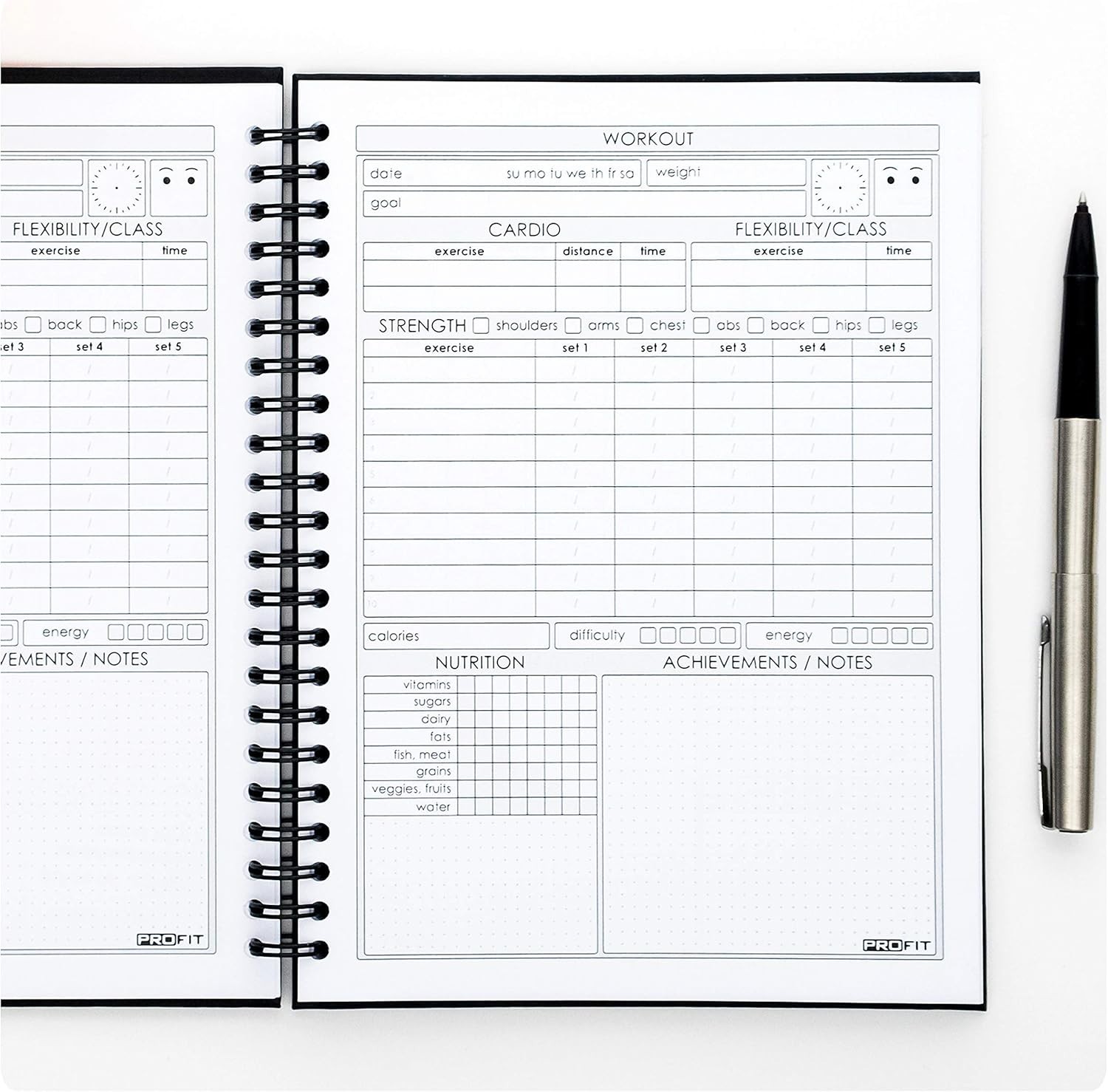 Elegant ProFit A5 Fitness Log Book: 140 Pages for Workout and Nutrition Tracking