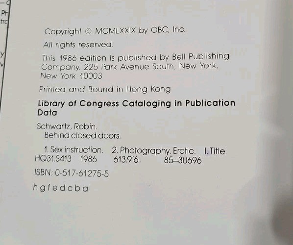 Behind Closed Doors A Marriage Manual Robin Schwartz 2000 Explicit HBNJ Photos