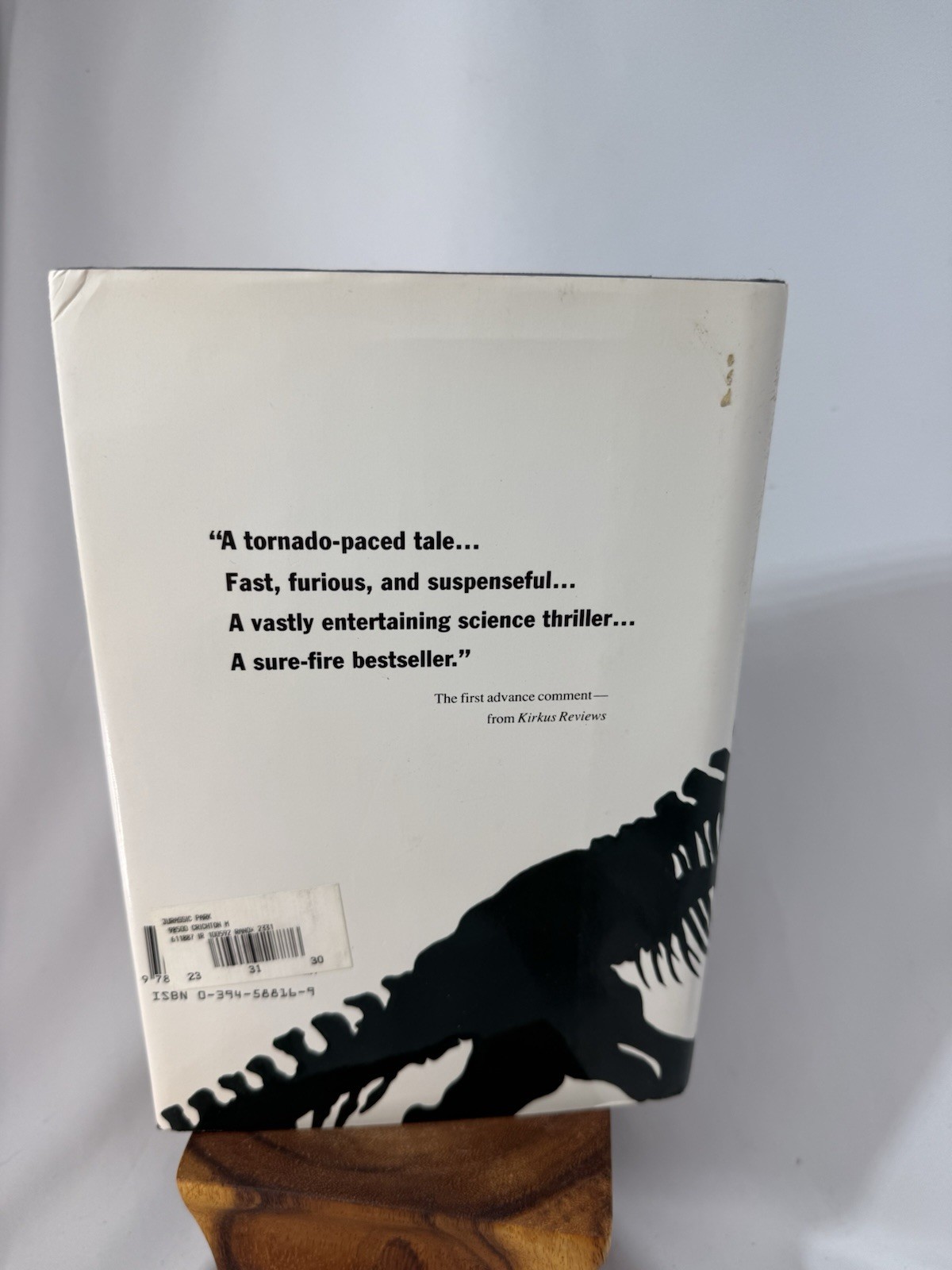 Jurassic Park by Michael Crichton 1990 HC/DJ First Trade Edition Second Print