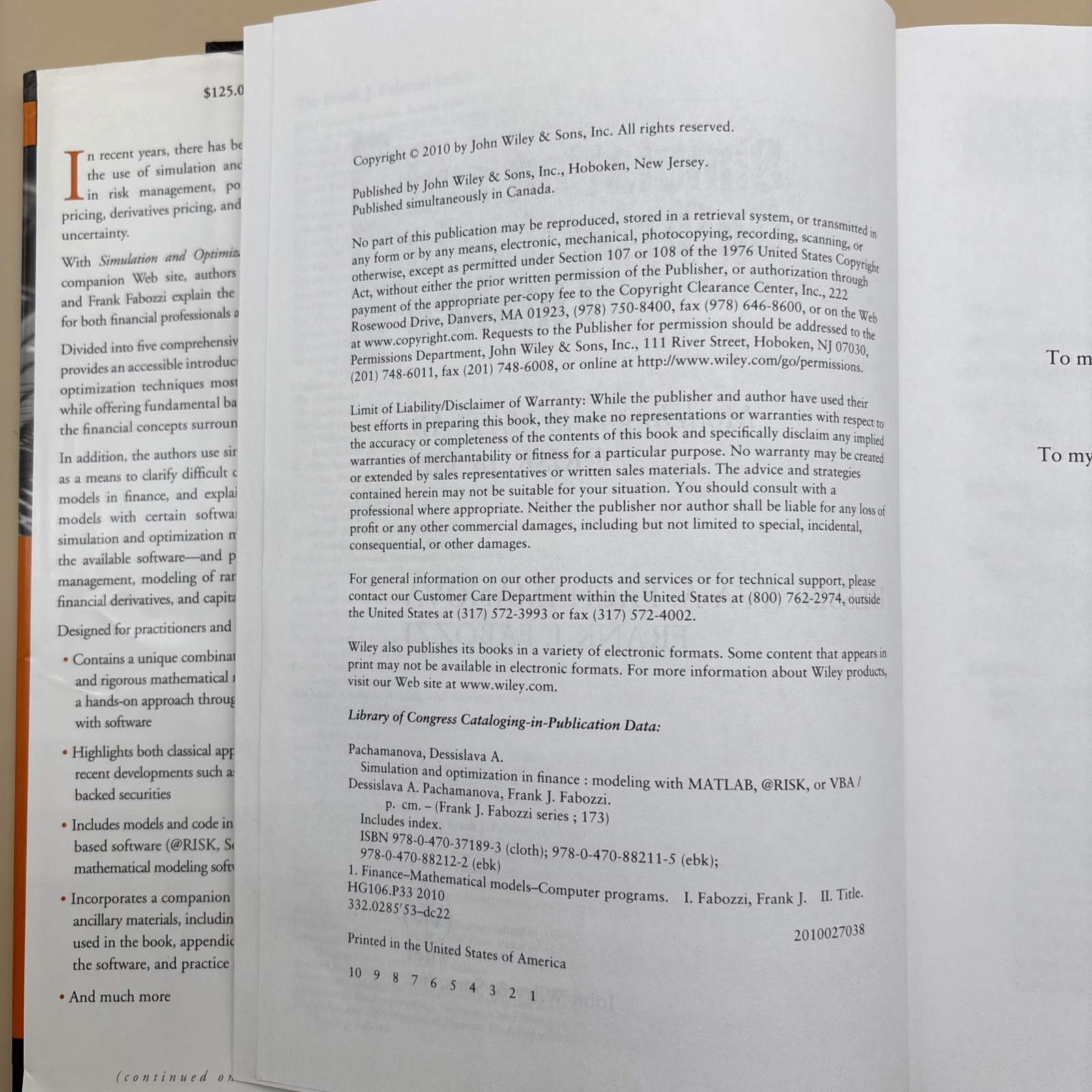 Simulation and Optimization in Finance by A. Pachamanova & Frank J. Fabozzi Book