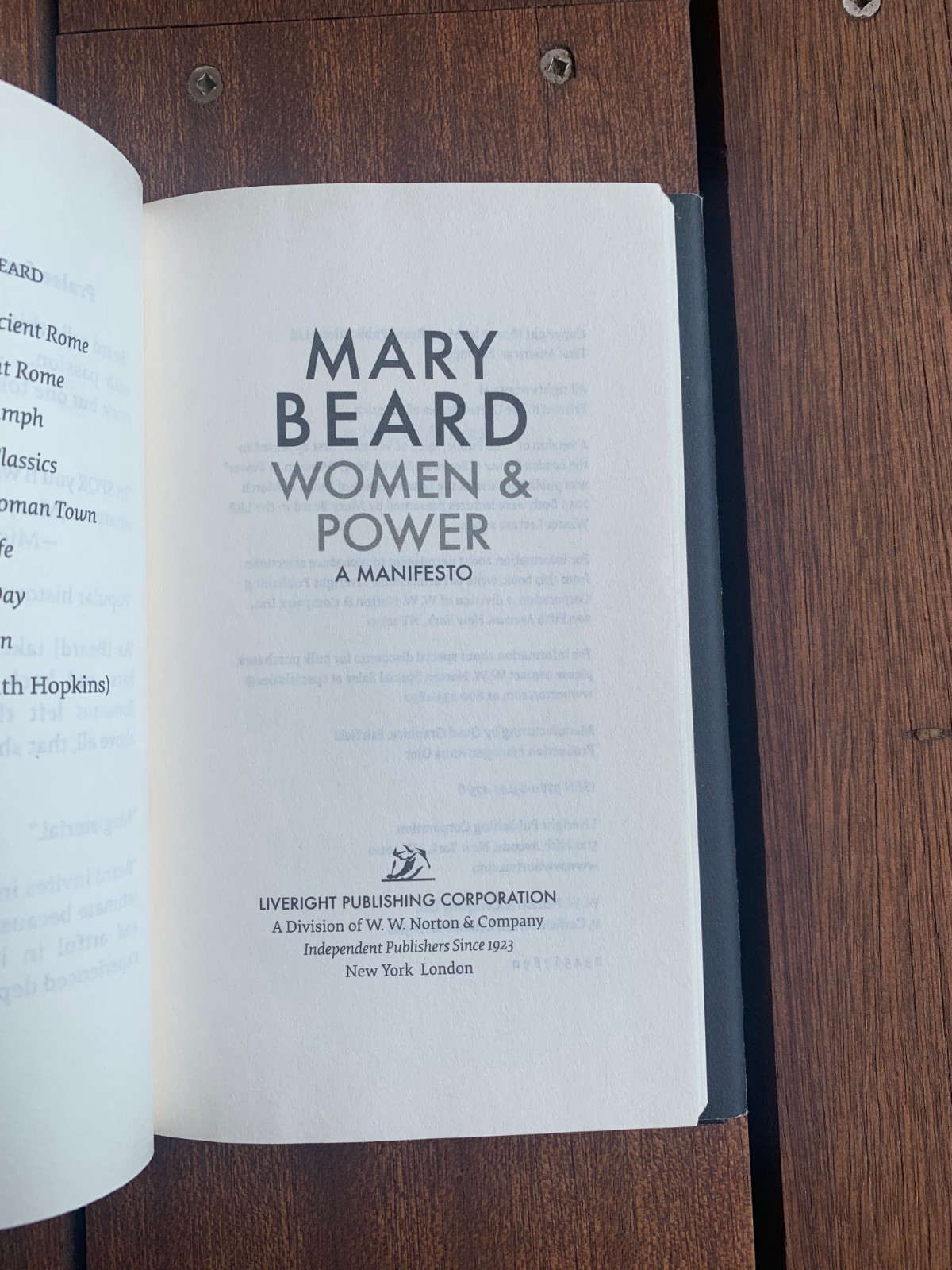 Women & Power Mary Beard 2017 Hardcover First Edition 2nd Printing HB