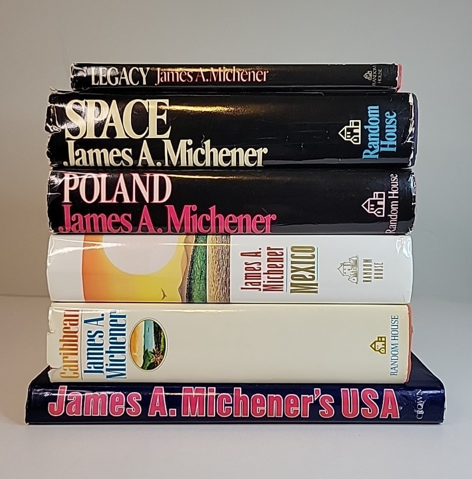 James A. Michener Hardcover Book Lot (6) -Space, Poland, Mexico, Caribbean, more