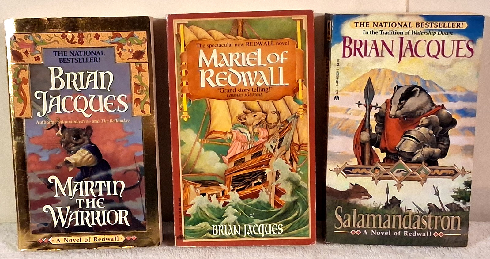 “Brain Jacques” 3 VTG PB’s “Redwall” Teens YA Fantasy, Adventure