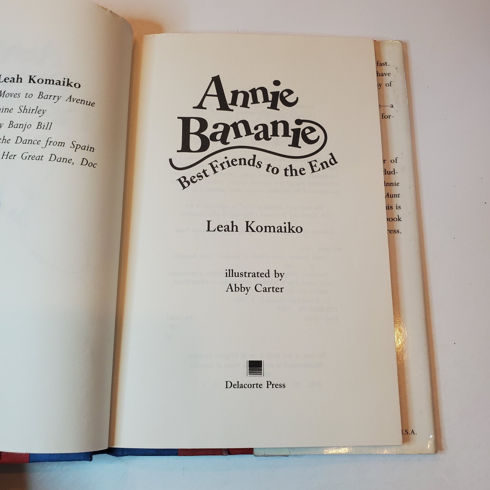 SIGNED Annie Bananie HC Leah Komaiko Best Friends To The End Abby Carter Library