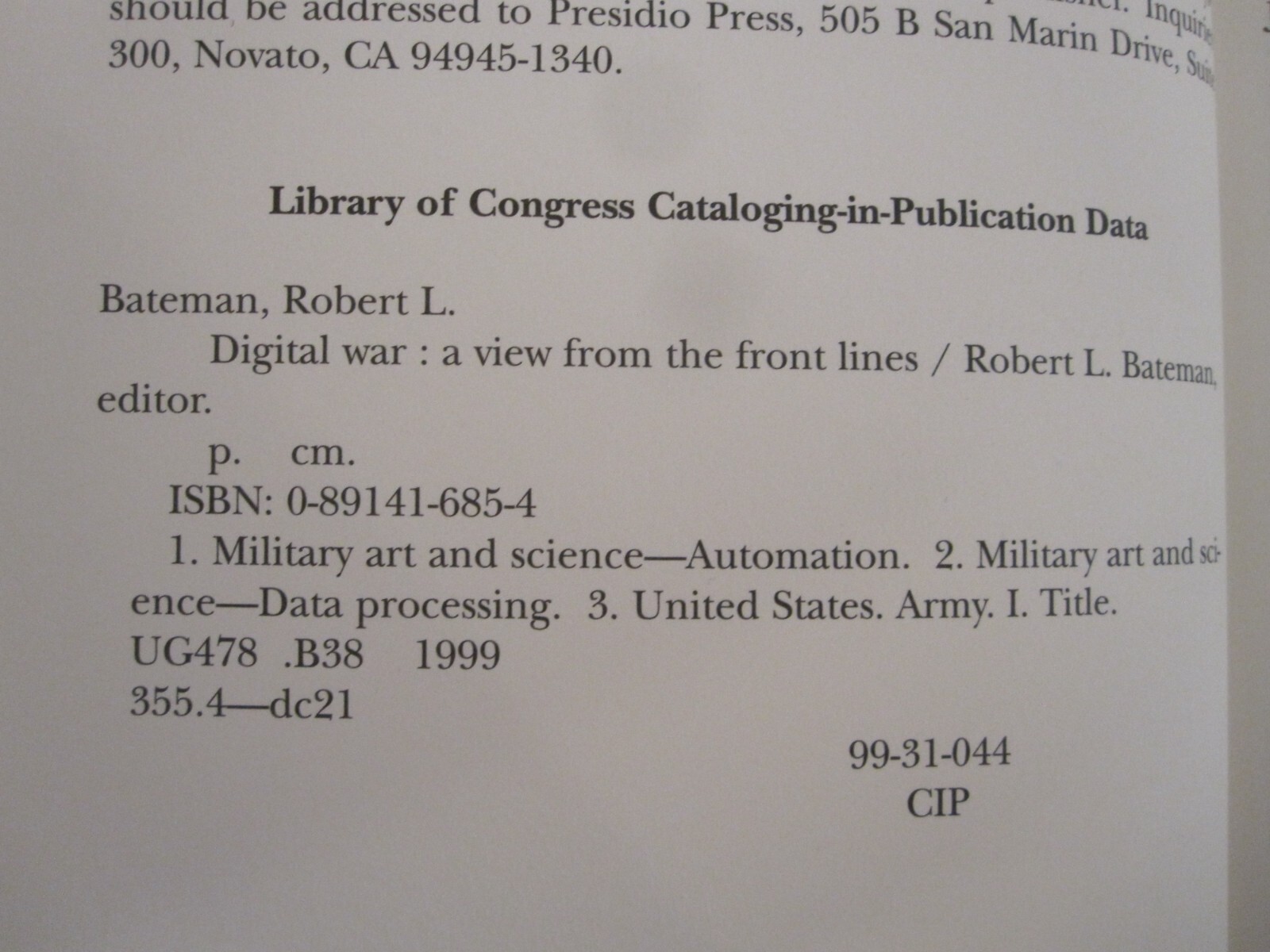 Digital War : A View from the Front Lines by Robert L. Bateman III