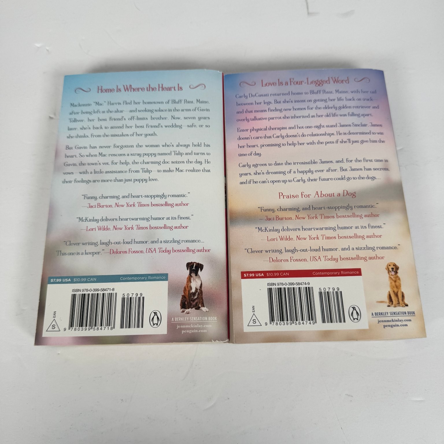Jenn McKinlay ABOUT A DOG & BARKING UP THE WRONG TREE Bluff Point Romance Lot