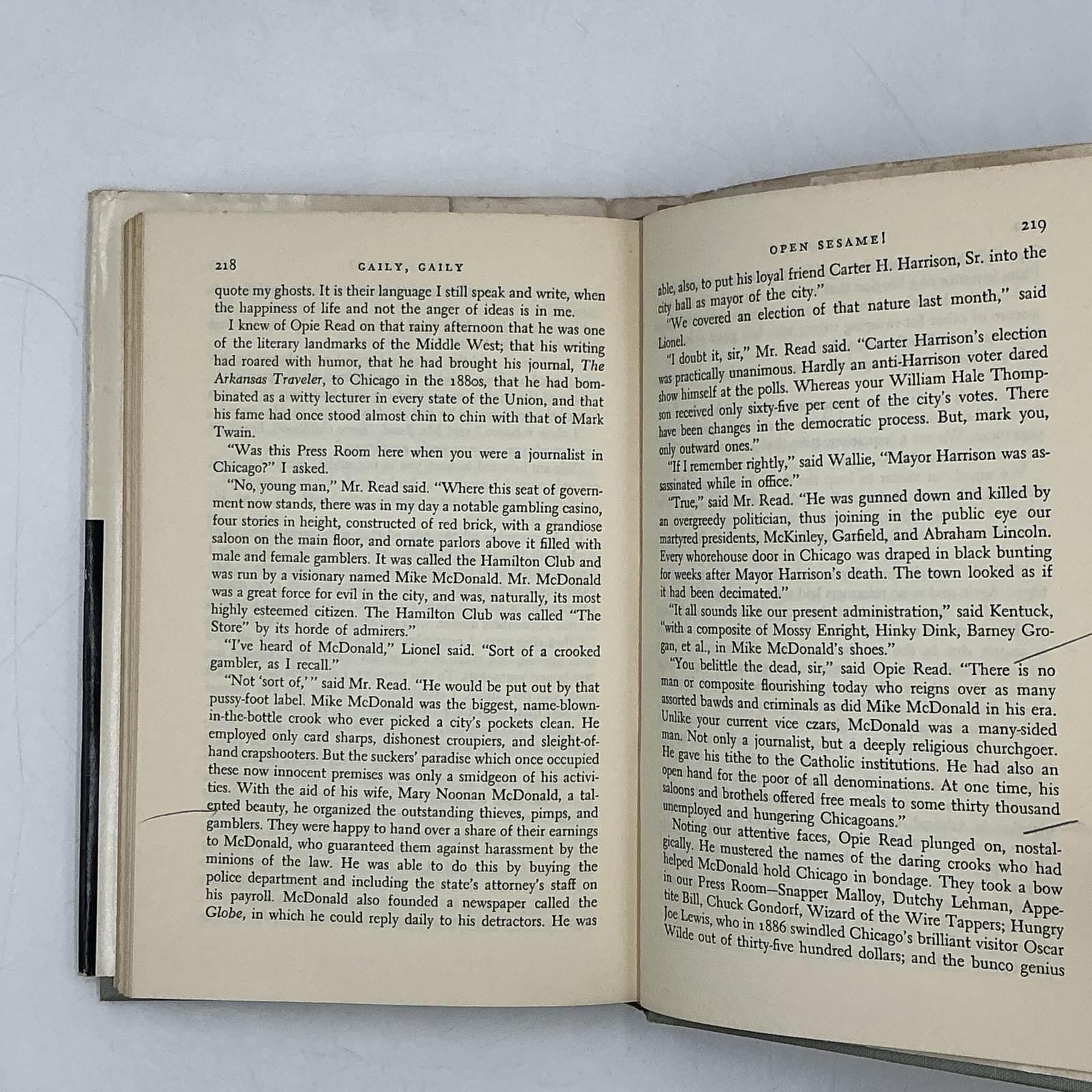 Vintage Gaily Gaily Ben Hecht White Black HC DJ 1st 1963 Memoir Chicago