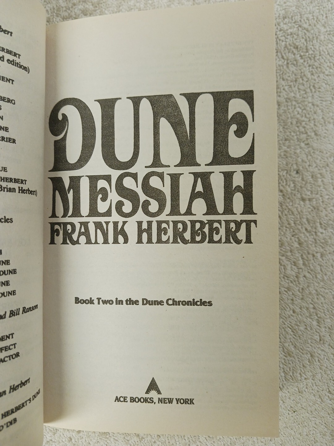Dune Trilogy Children of Dune Messiah Frank Herbert ACE Books Edition Paperback