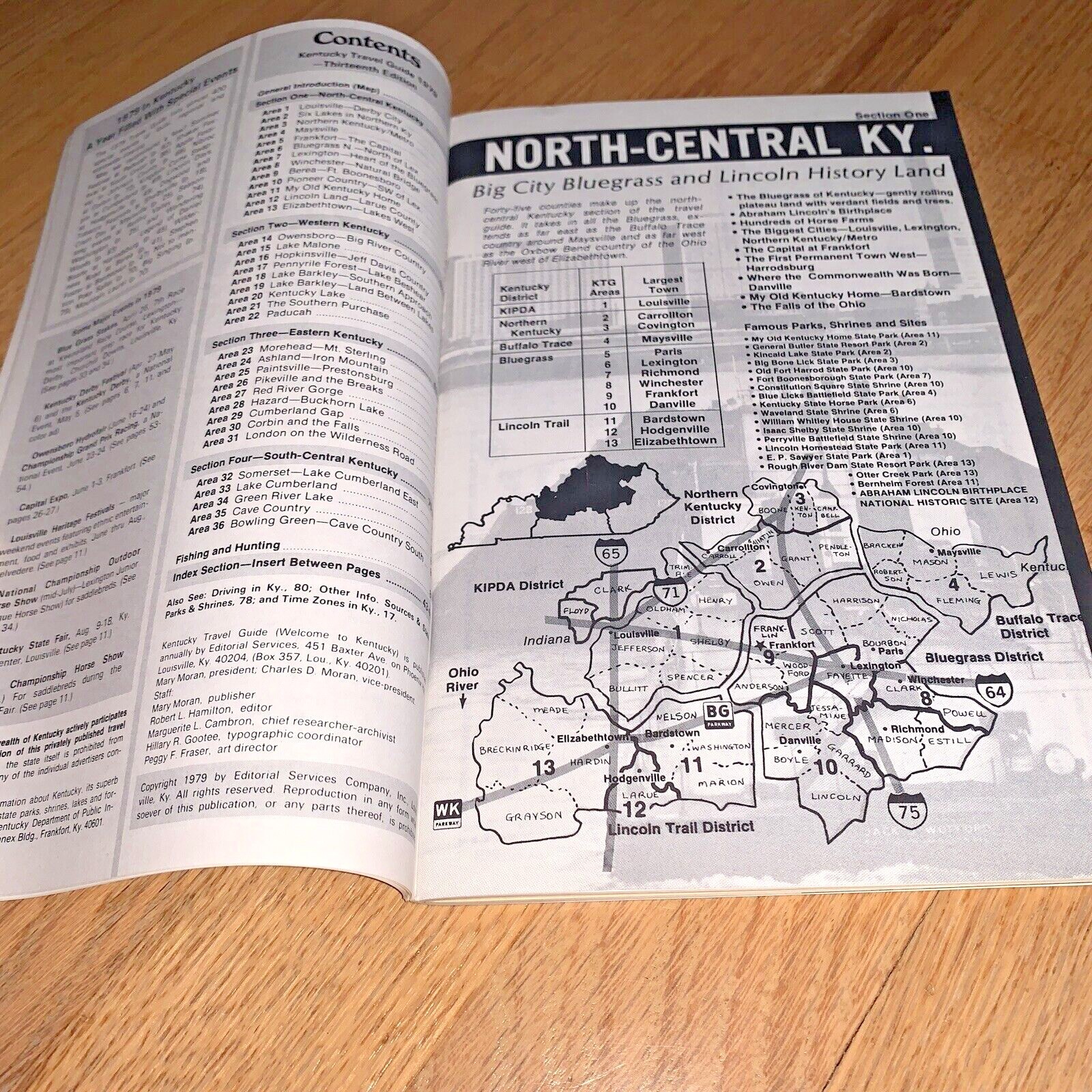 1979 KENTUCKY TRAVEL GUIDE Book 86 + pages GOVERNOR JULIAN CARROLL
