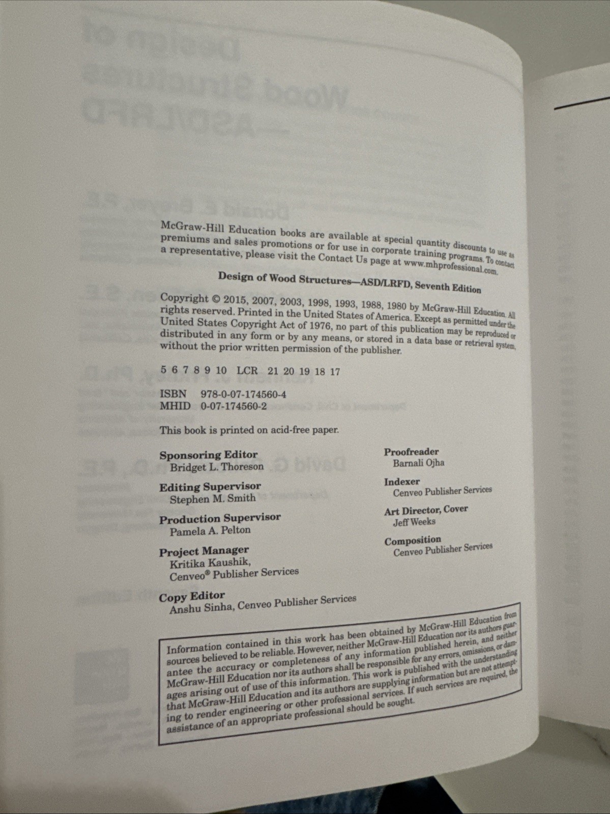 Design of Wood Structures ASD/LRFD 7th Ed. by Donald E. Breyer, et al (HC, 2015)