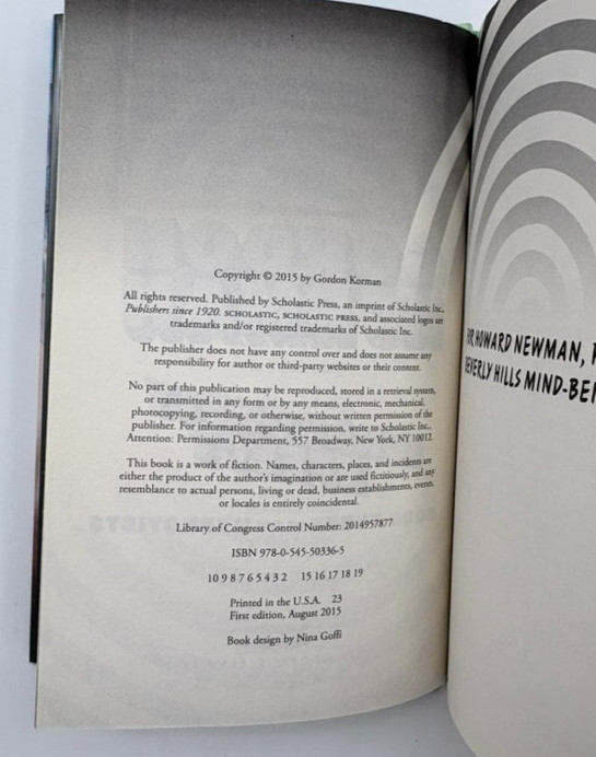 The Dragonfly Effect, Gordon Korman. Book 3 of the Hypnotists. Hardcover