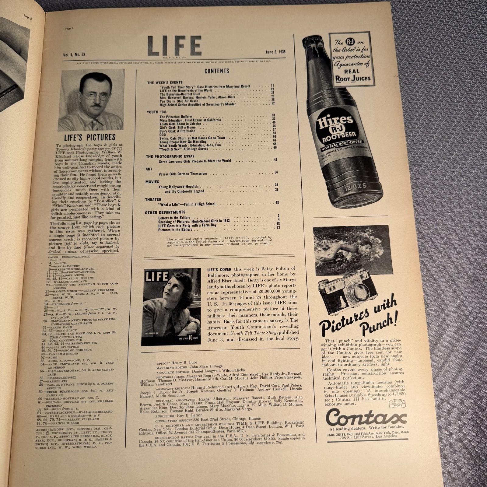 Vintage Life Magazine June 1938 VOL 4 #23 College Vassar Sarah Lawrence Youth