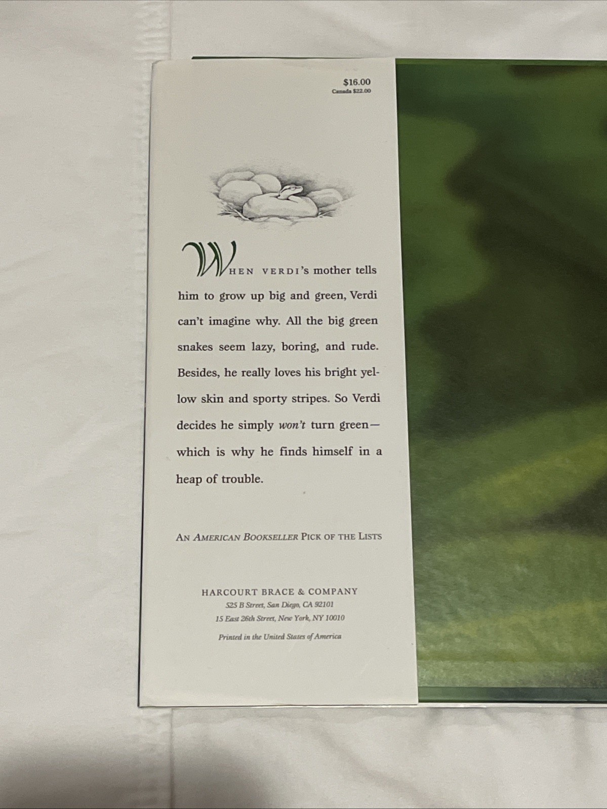 Verdi by Janell Cannon (1997, Hardcover) — One-Owner, Very Good Condition