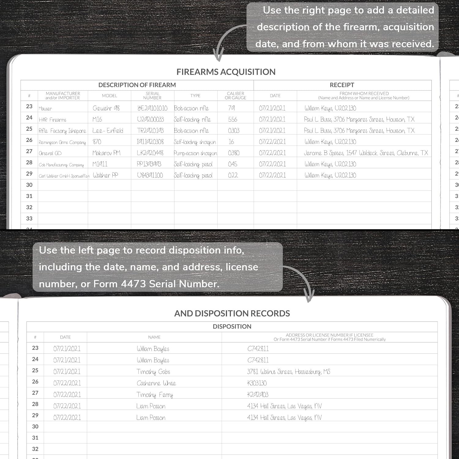 NEW Gun Log Book Firearms Acquisition and Disposition Record Book 129 Pages USA