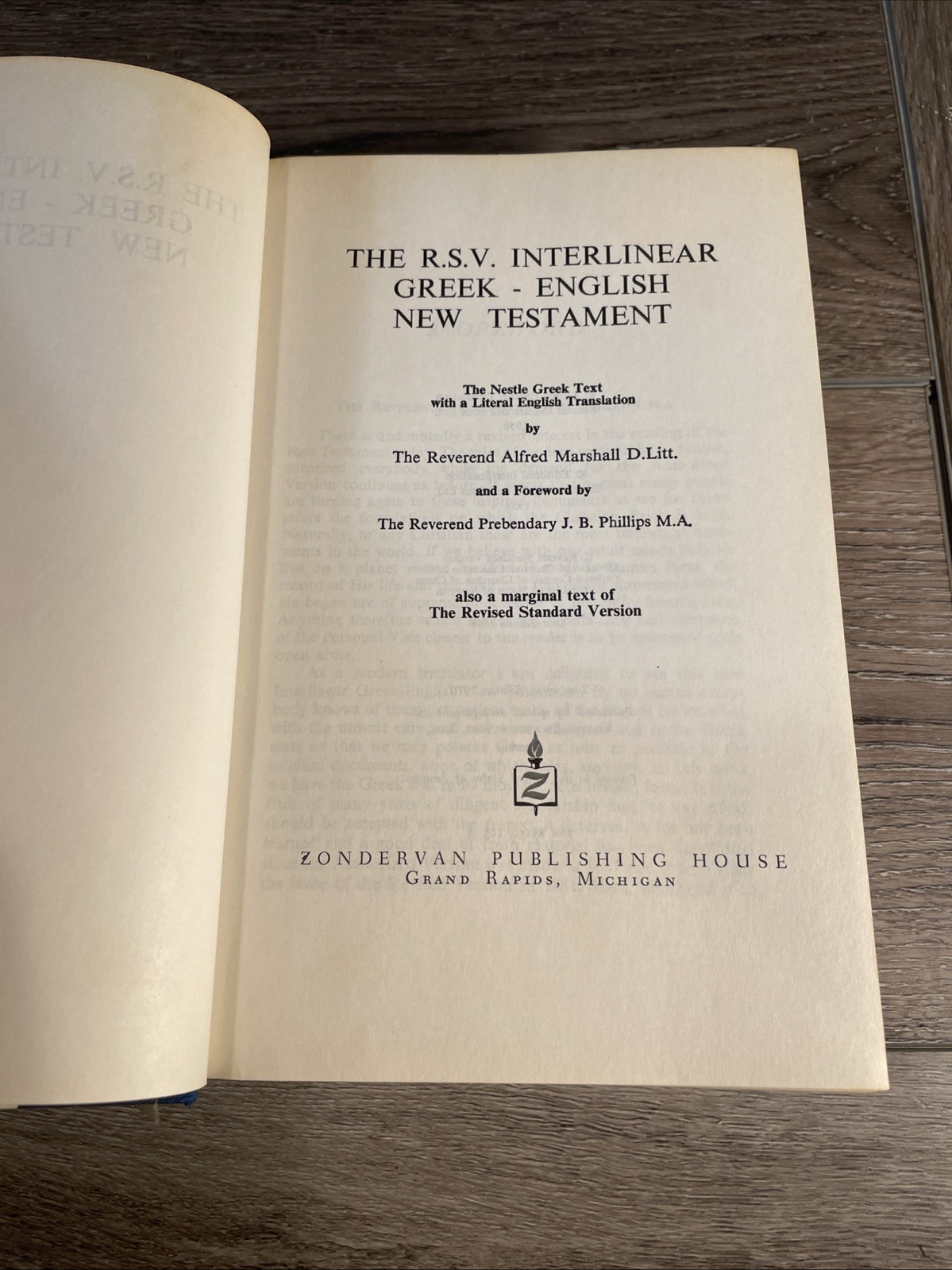 The RSV Interlinear Greek English New Testament Alfred Marshall 1968 1st Edition