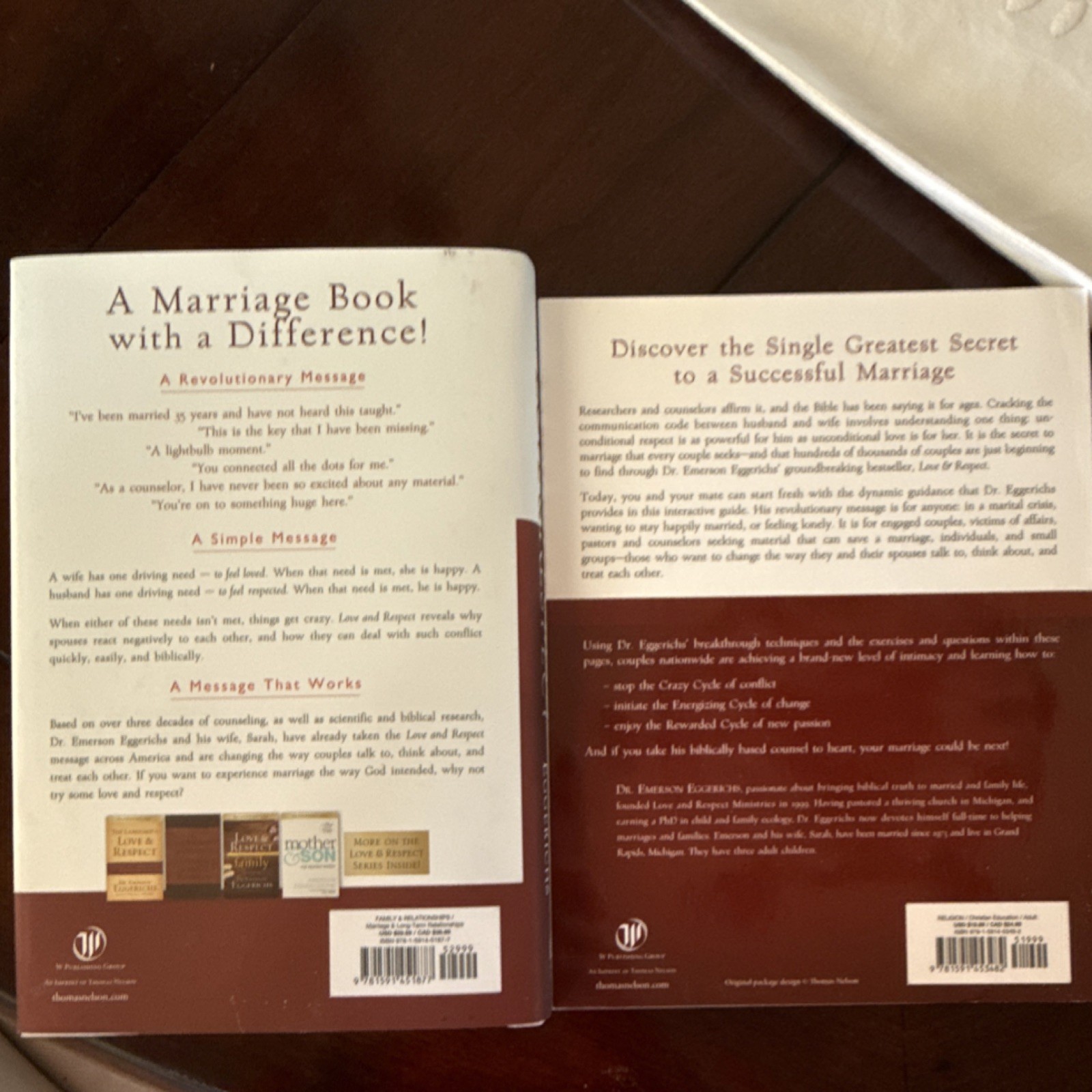 Love & Respect by Dr. Emerson Eggerichs Paperback Workbook Marriage