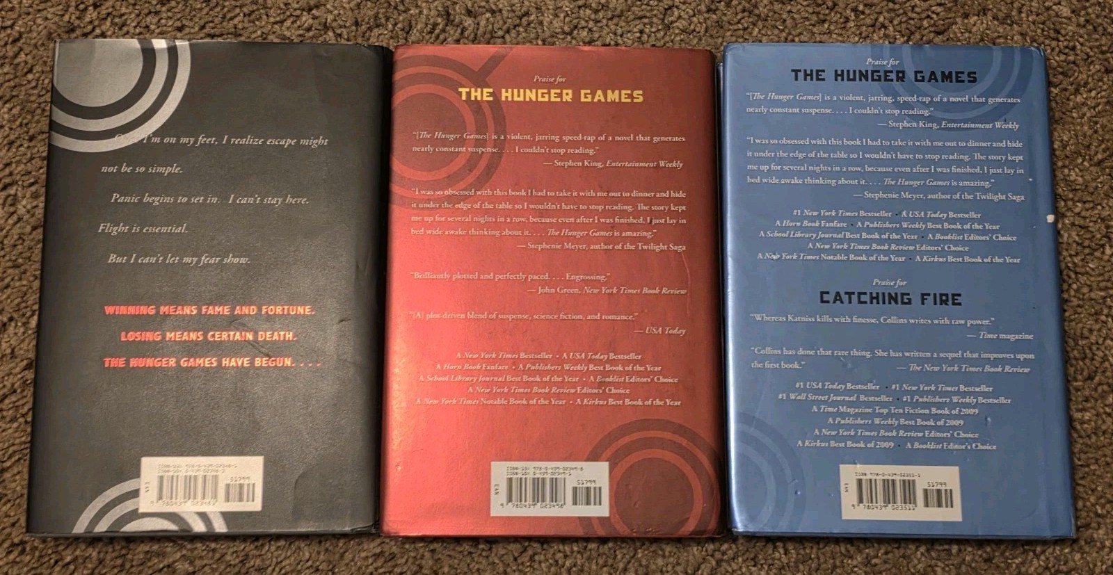 THE HUNGER GAMES Trilogy Hardcover Set Suzanne Collins Scholastic 1st Ed