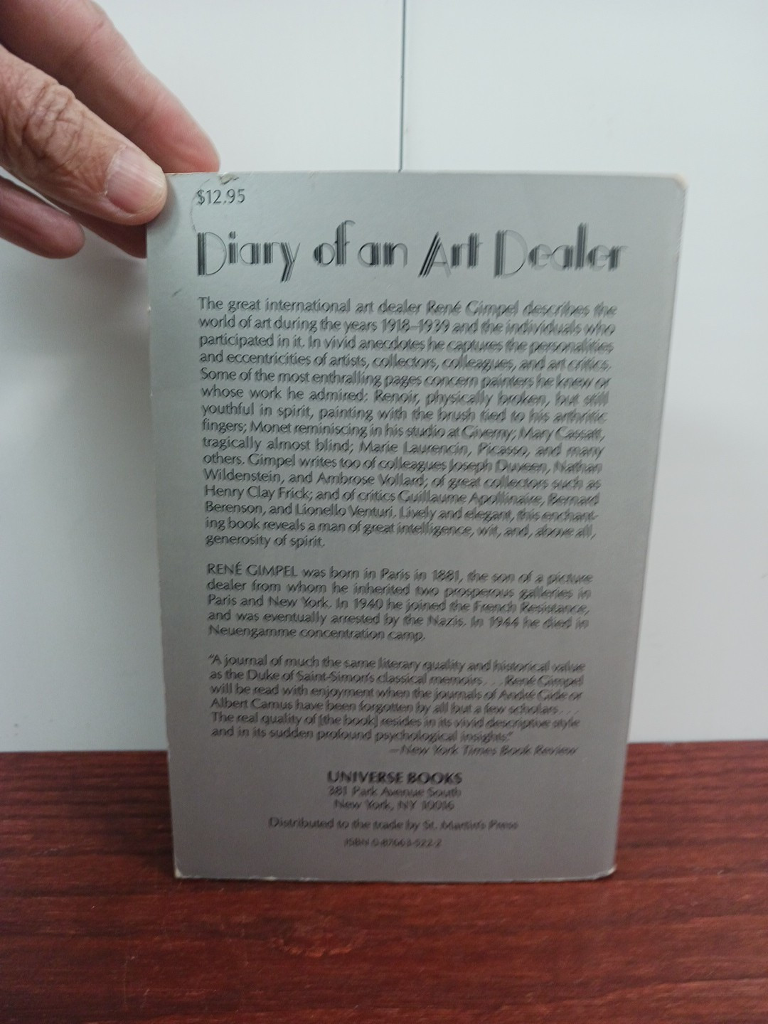 Diary of an Art Dealer By RENE GIMPEL
