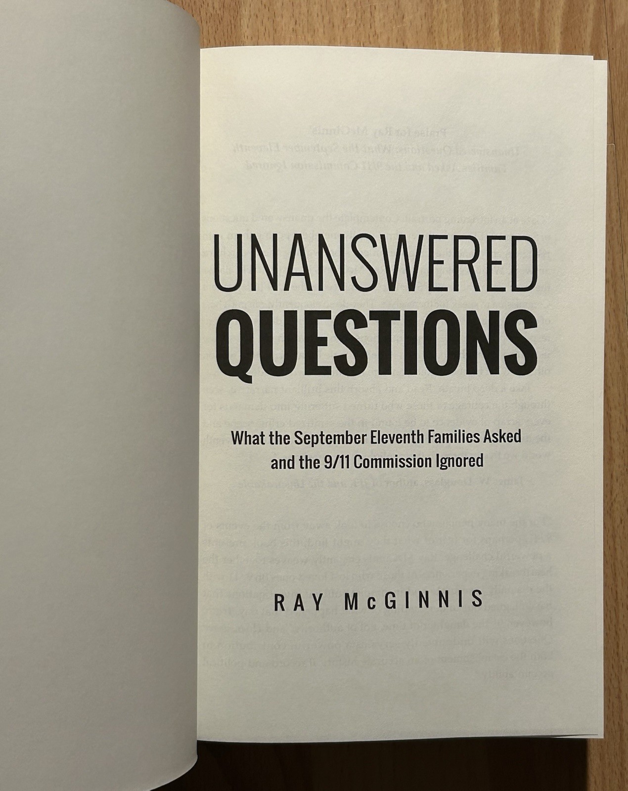 Unanswered Questions By Ray McGinnis What The 9/11 Commission Ignored Hardcover