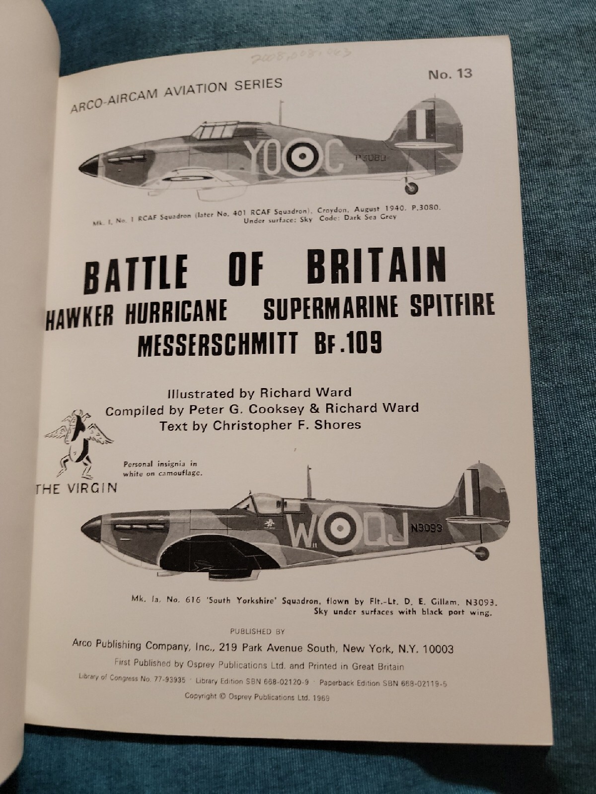Battle of Britain,Hawker Hurricane. ARCO-AIRCAM AVIATION SERIES No 13