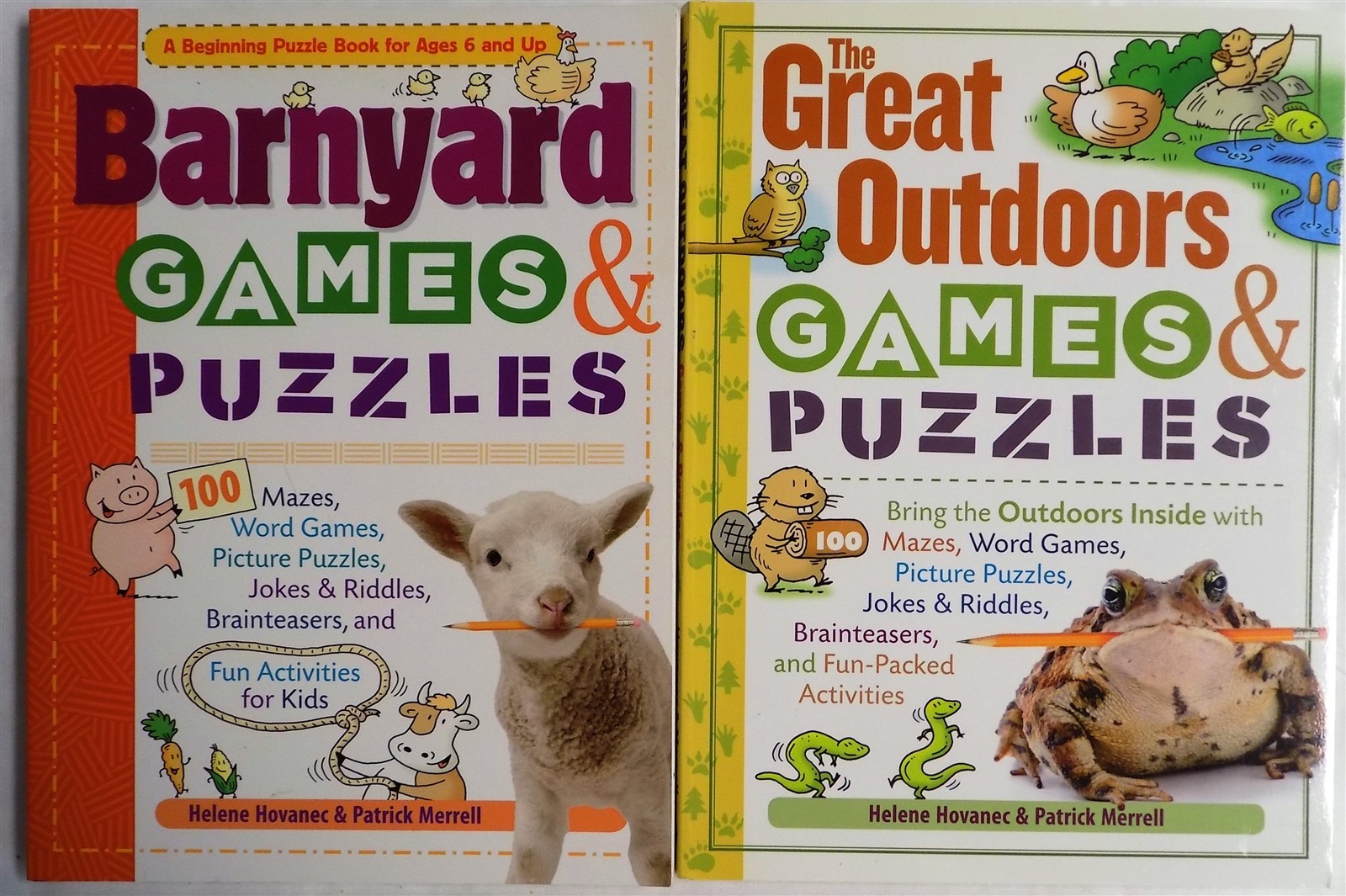 LOT OF 2 Puzzles Books! BARNYARD and GREAT OUTDOORS GAMES & PUZZLES Paperback