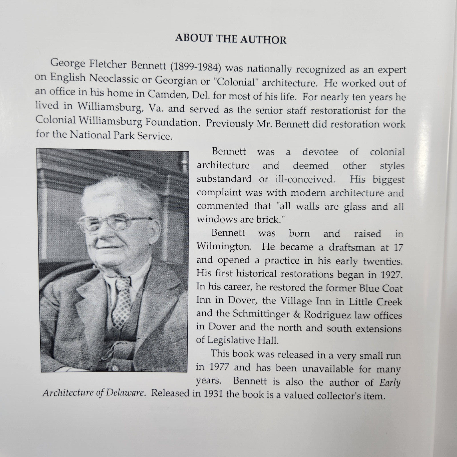 Perennial Apprentice 60 Years Achitecture Delaware History 1916 to 1976 Bennett