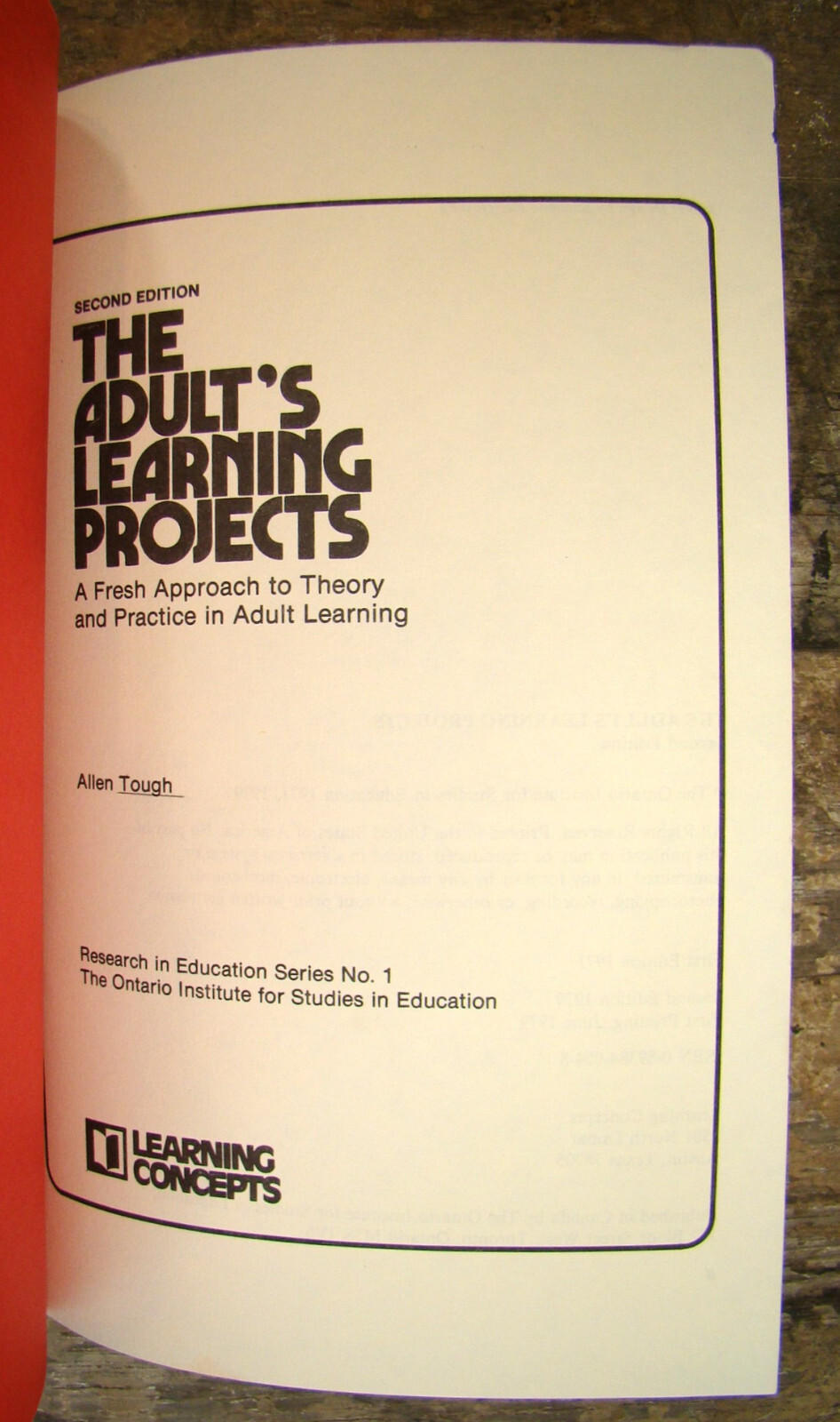 The Adult’s Learning Projects ~1979 HC~ Tough Plan Teaching Survey Education