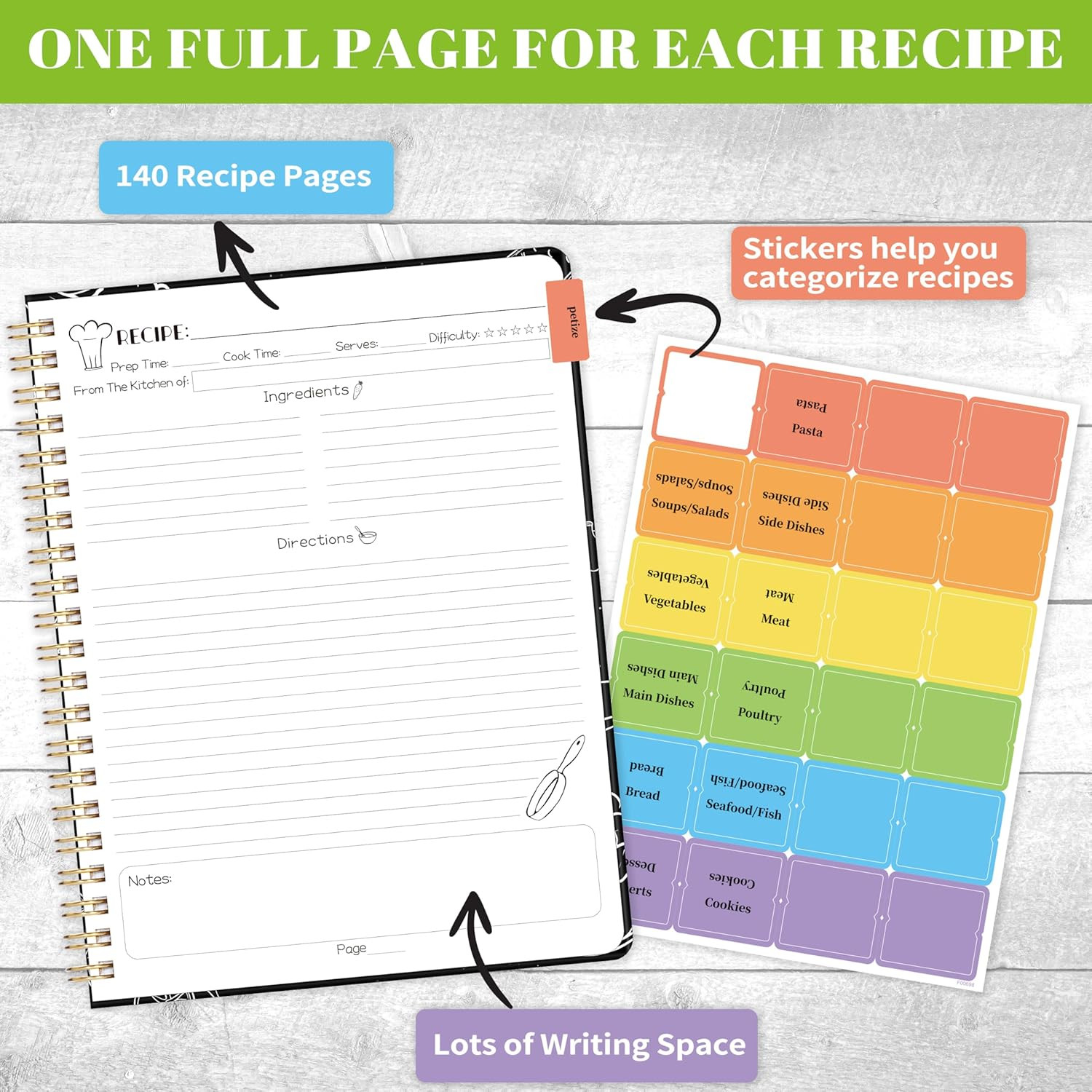 Elegant Recipe Book for 100+ Cherished Meals, Spacious 8.5 x 11 Notebook to Writ